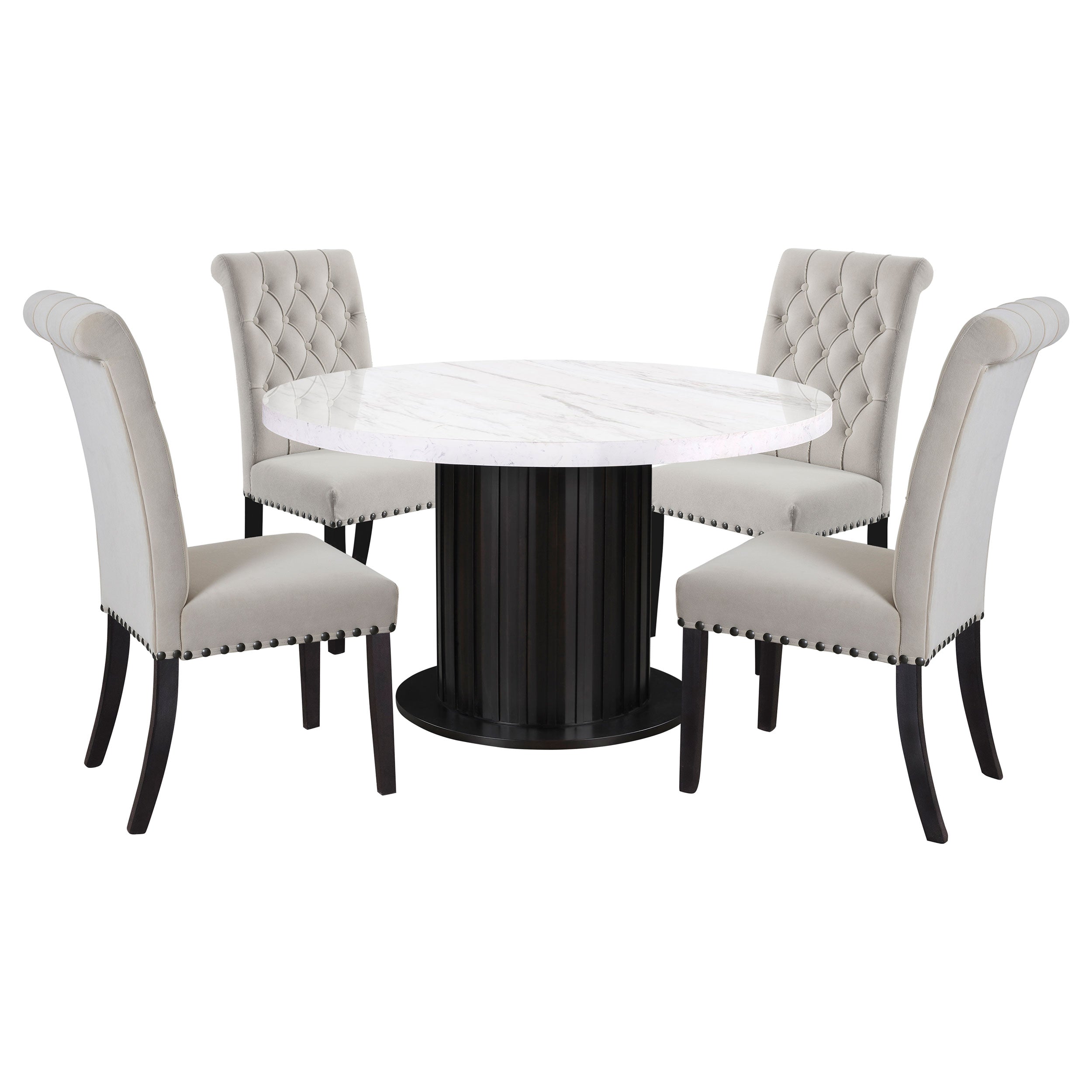Sherry  Rectangular Marble Top Dining Table Set Brown