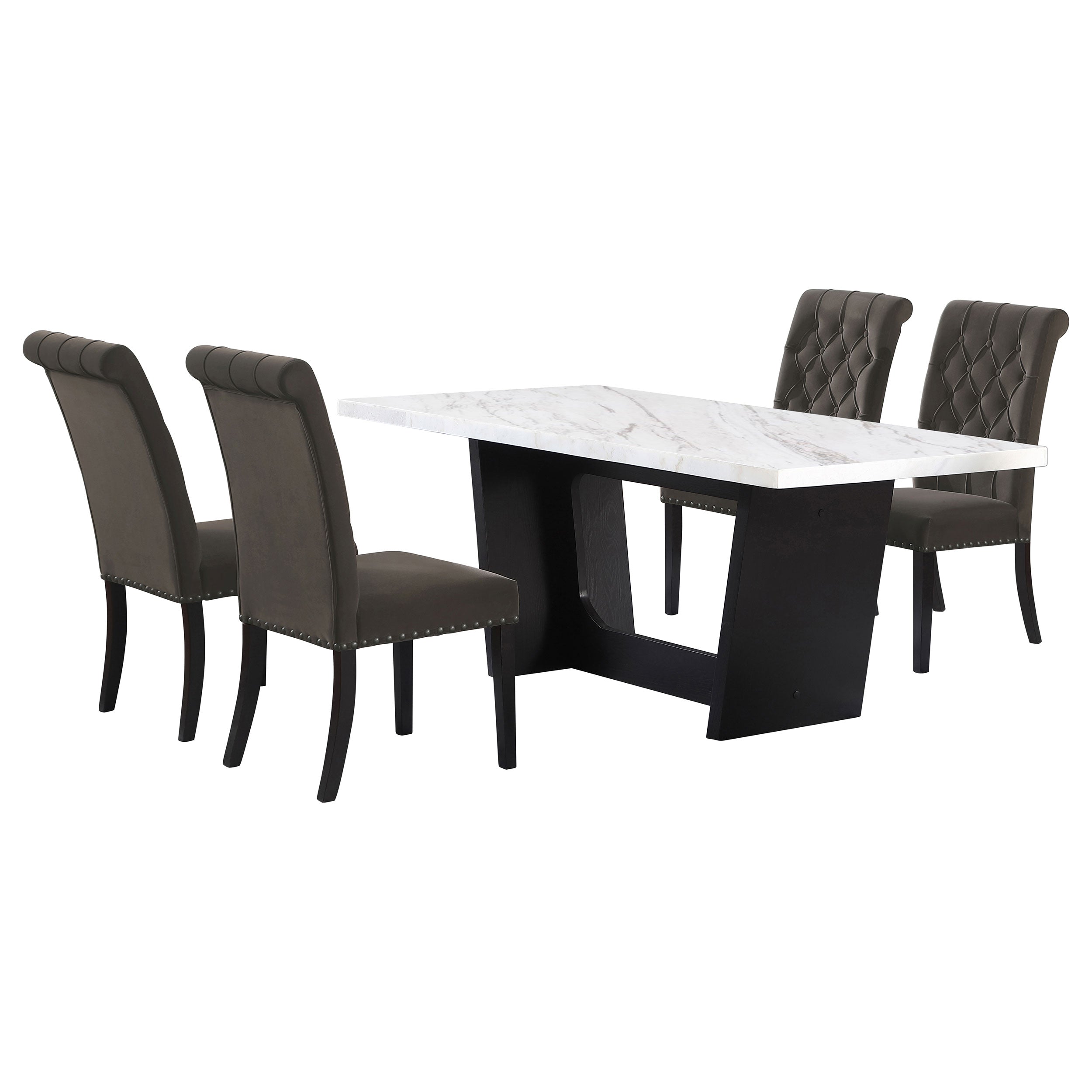 Sherry  Rectangular Marble Top Dining Table Set Brown