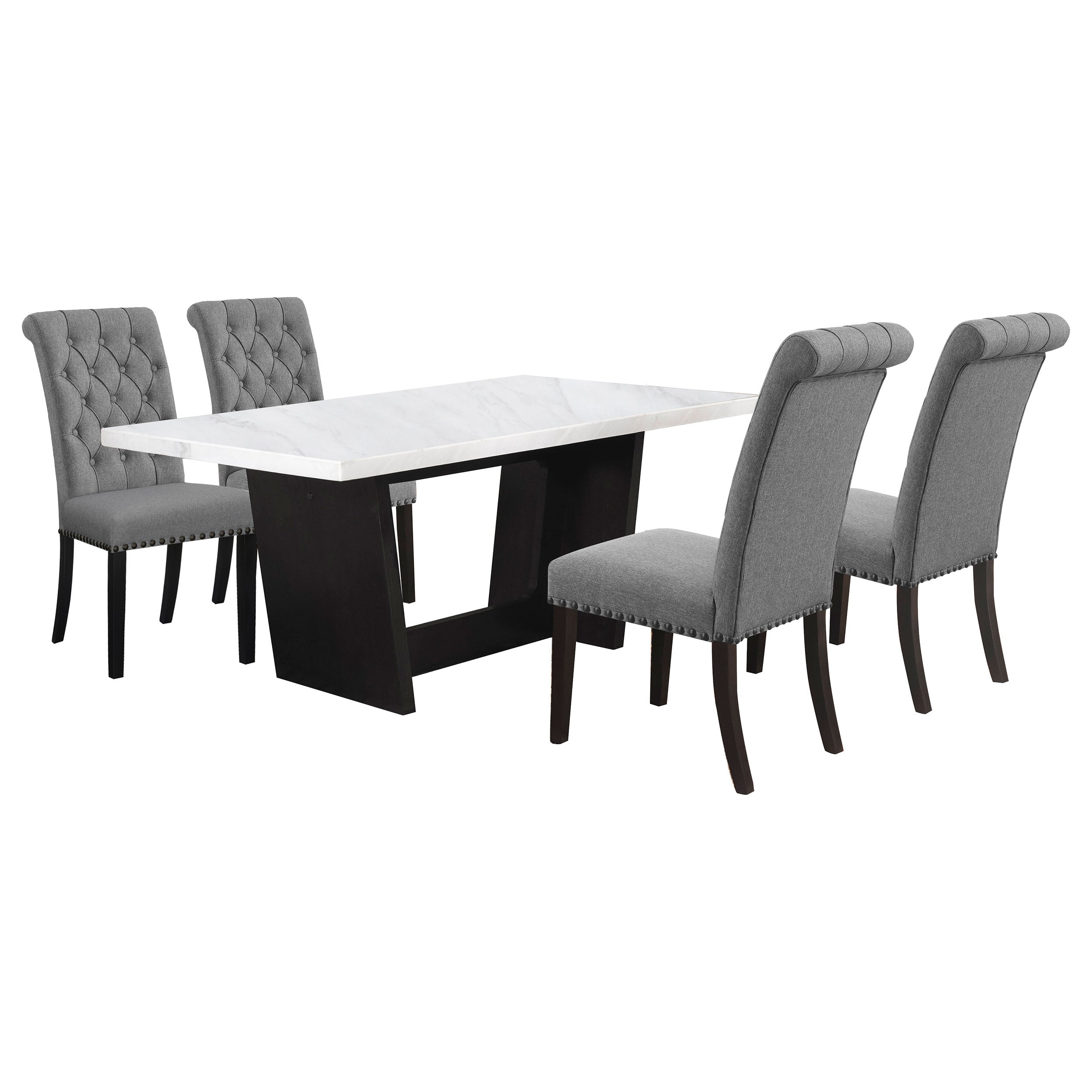 Sherry  Rectangular Marble Top Dining Table Set Brown