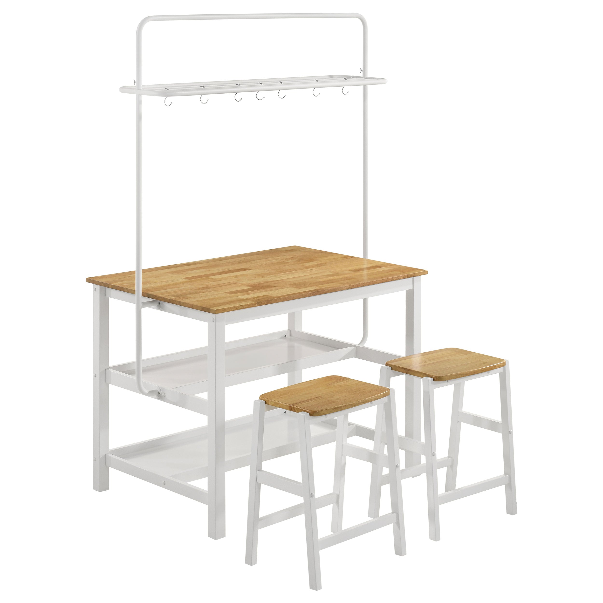 Edgeworth  Kitchen Island Counter Table Set White