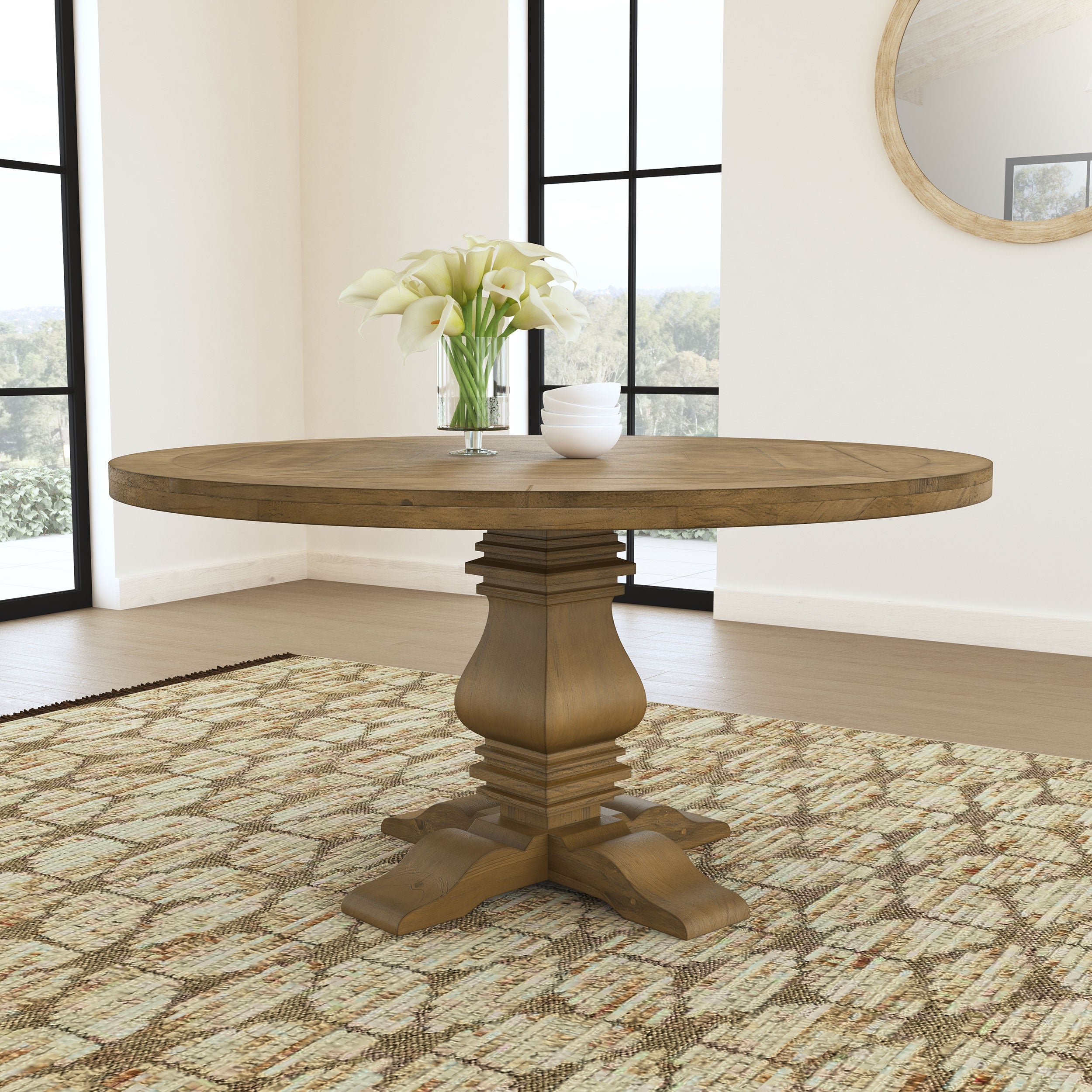 Florence Round 60-inch Pedestal Base Dining Table Black
