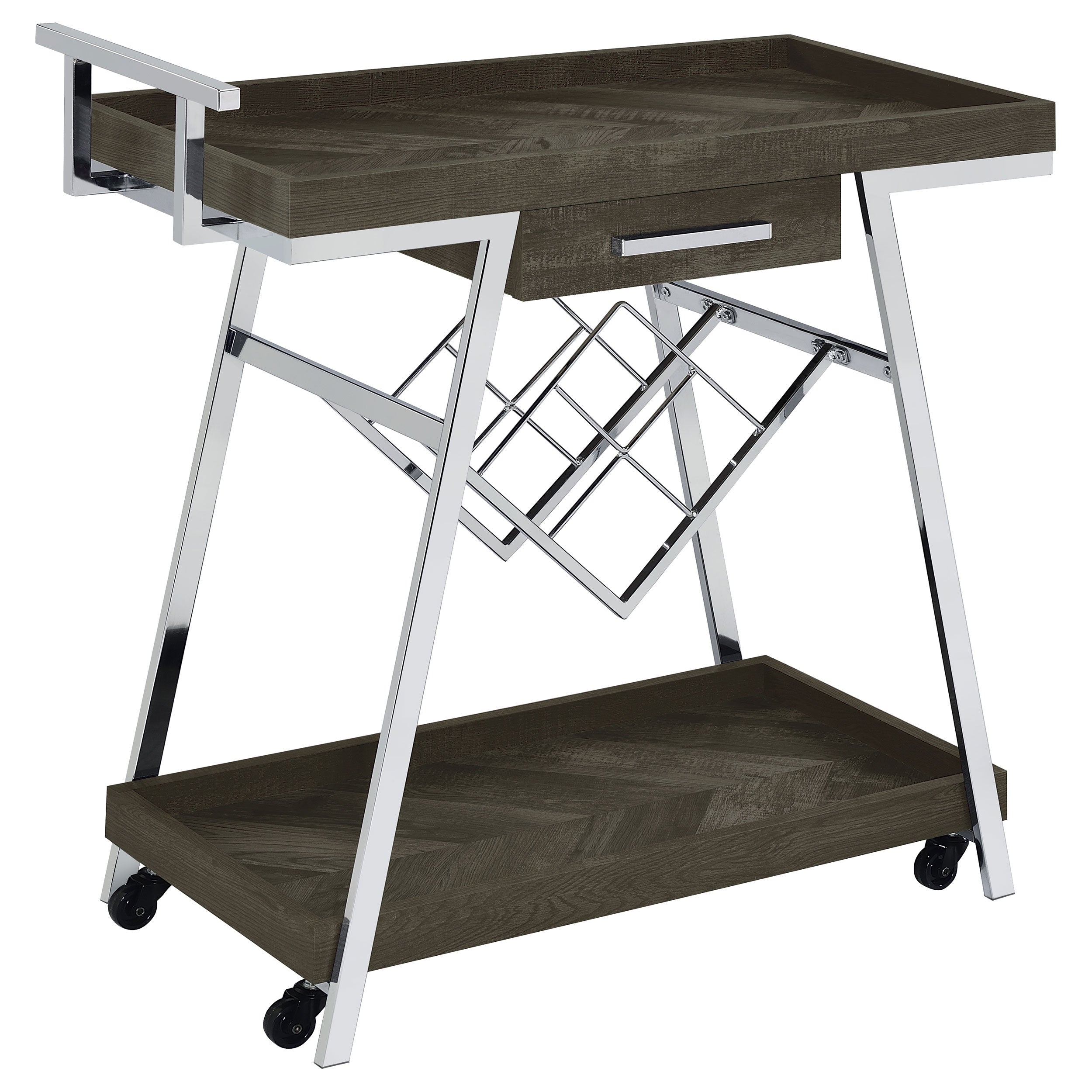 Kinney 1-drawer Engineered Wood Bar Cart White High Gloss