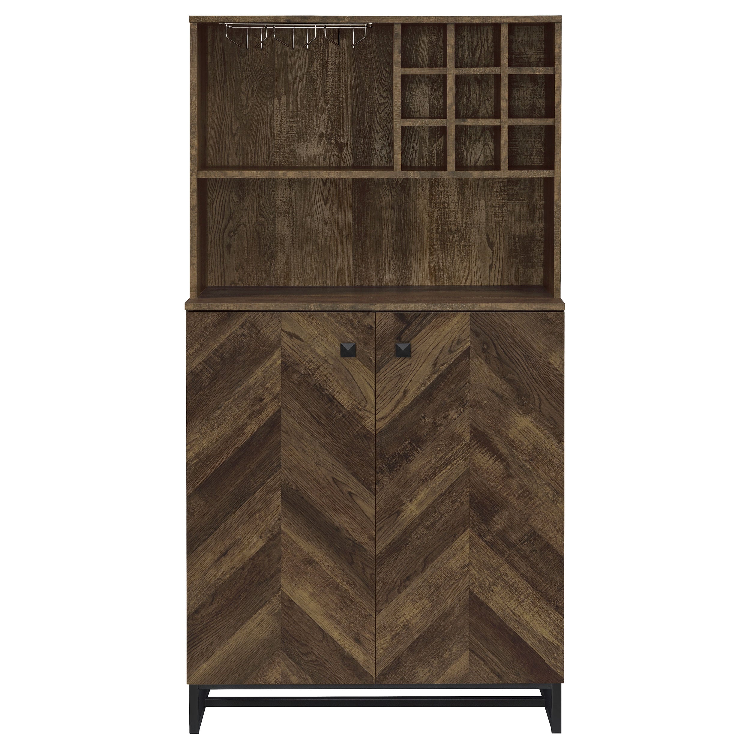 Mendoza 2-door Home Bar Cabinet Wine Storage Rustic Oak