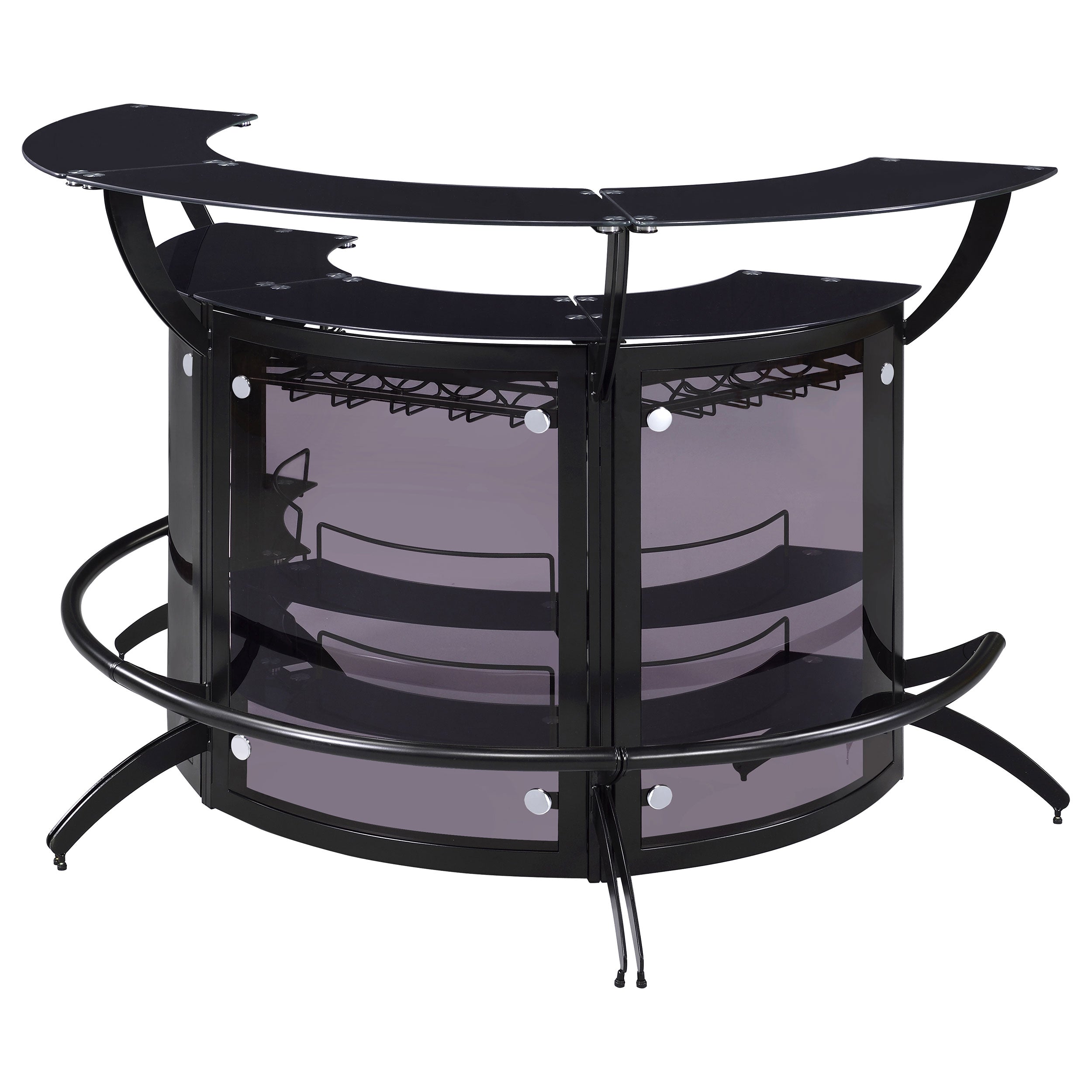 Dallas  Curved Freestanding Home Bar Cabinet Black