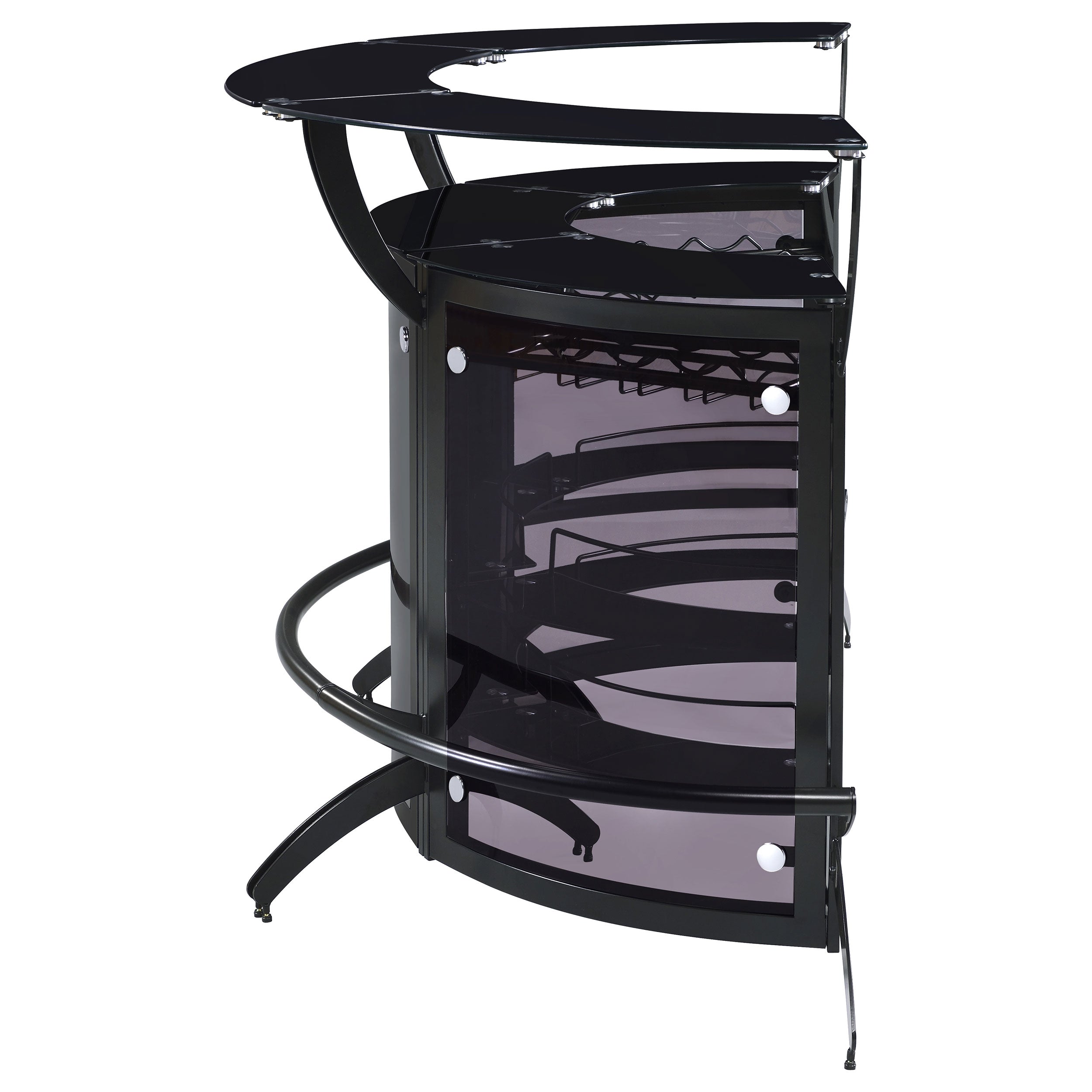 Dallas  Curved Freestanding Home Bar Cabinet Black