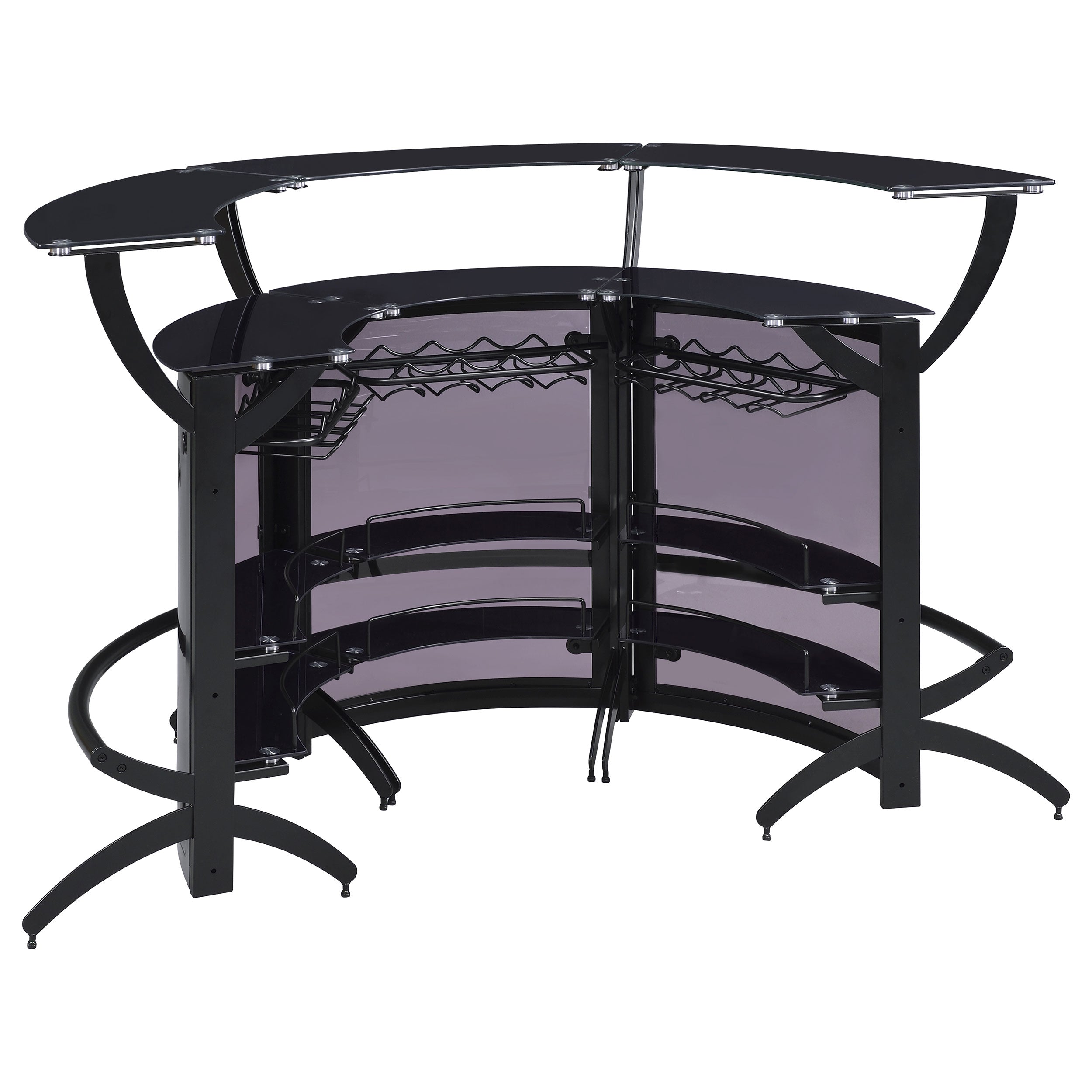 Dallas  Curved Freestanding Home Bar Cabinet Black