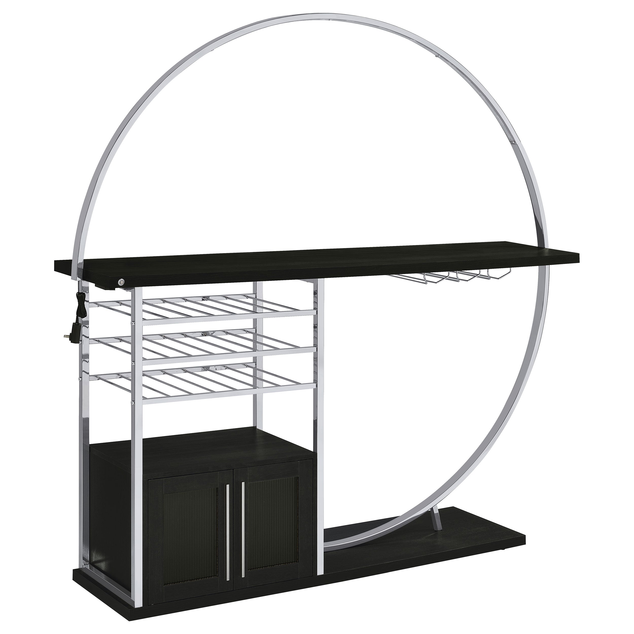 Risley 2-door Circular LED Home Bar Cabinet White High Gloss