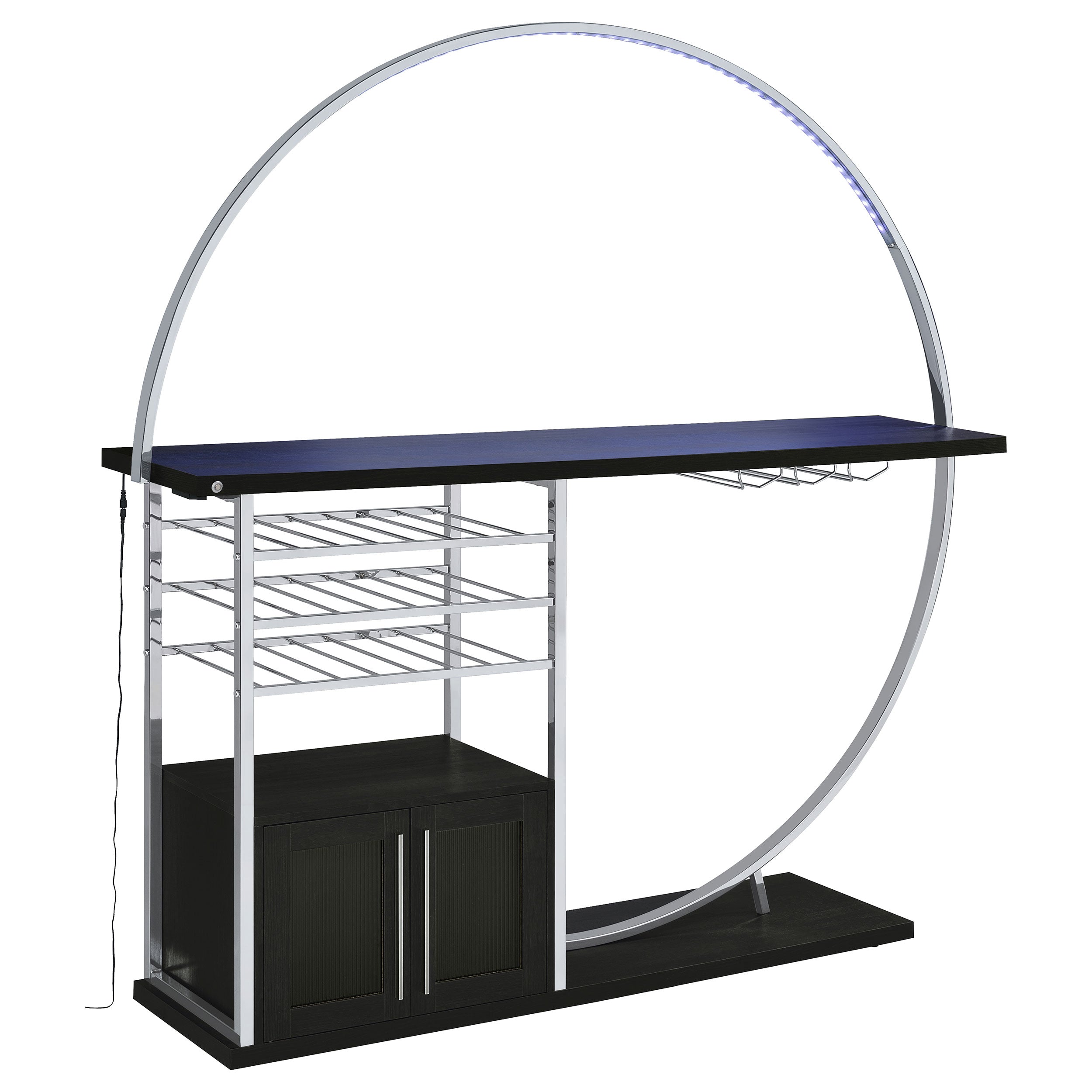 Risley 2-door Circular LED Home Bar Cabinet White High Gloss