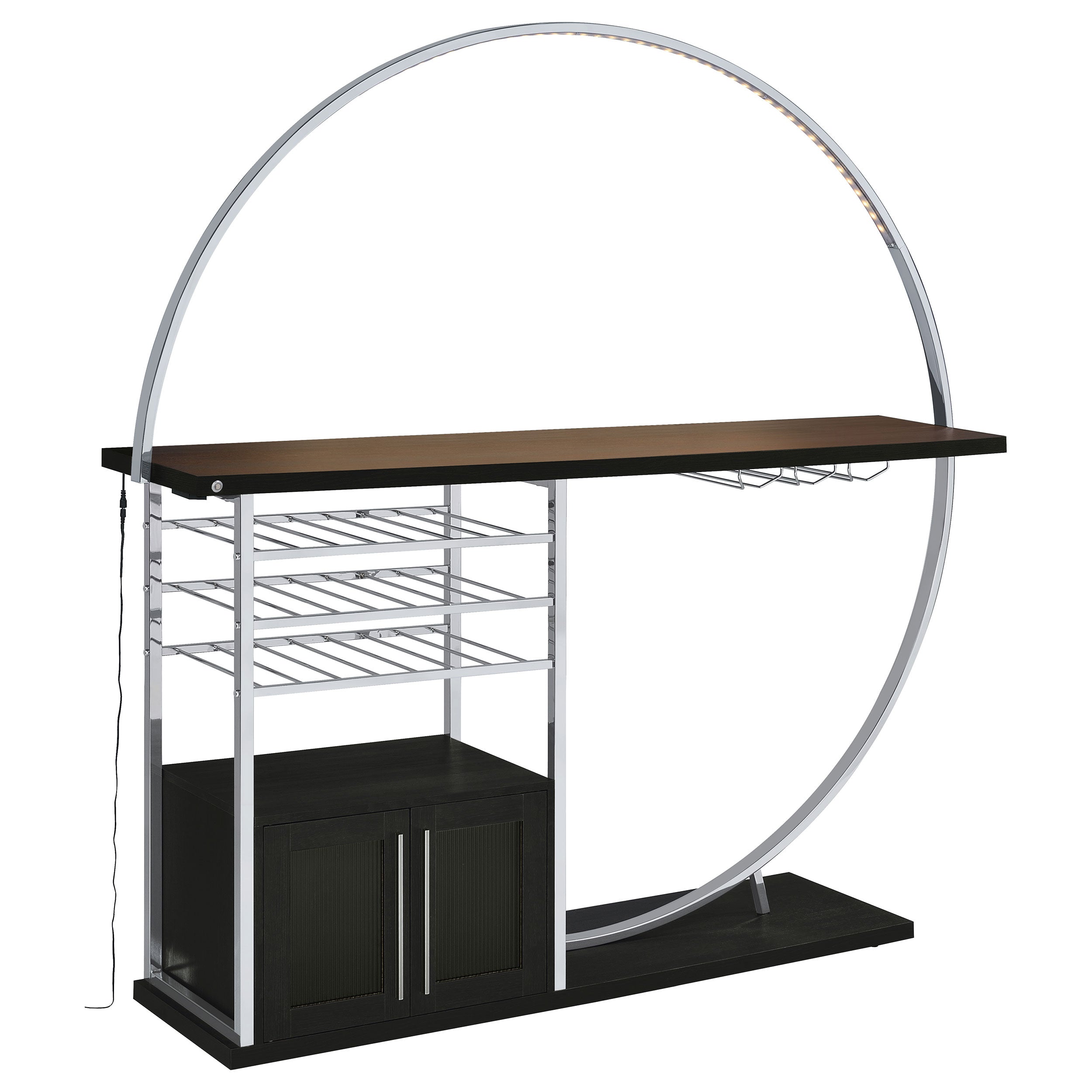 Risley 2-door Circular LED Home Bar Cabinet White High Gloss