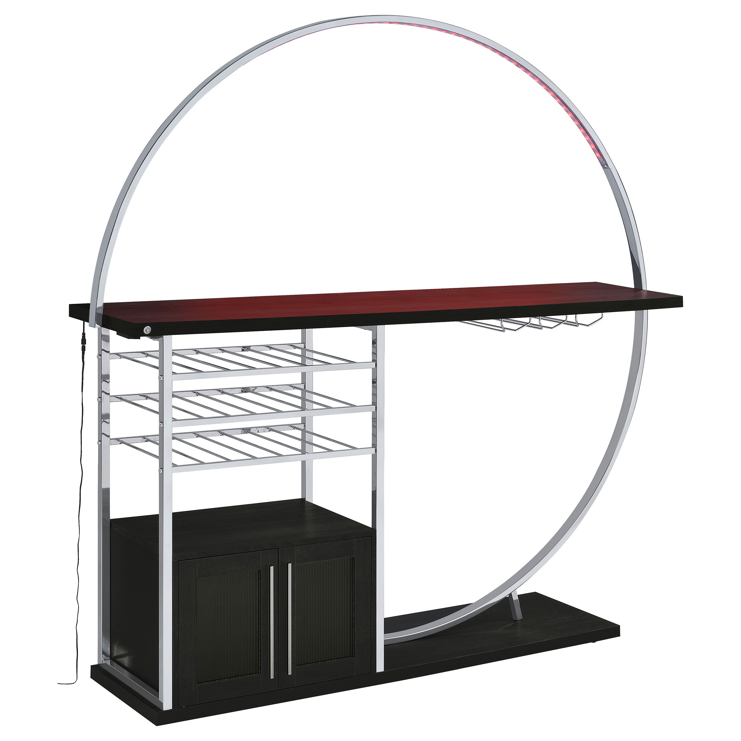 Risley 2-door Circular LED Home Bar Cabinet White High Gloss