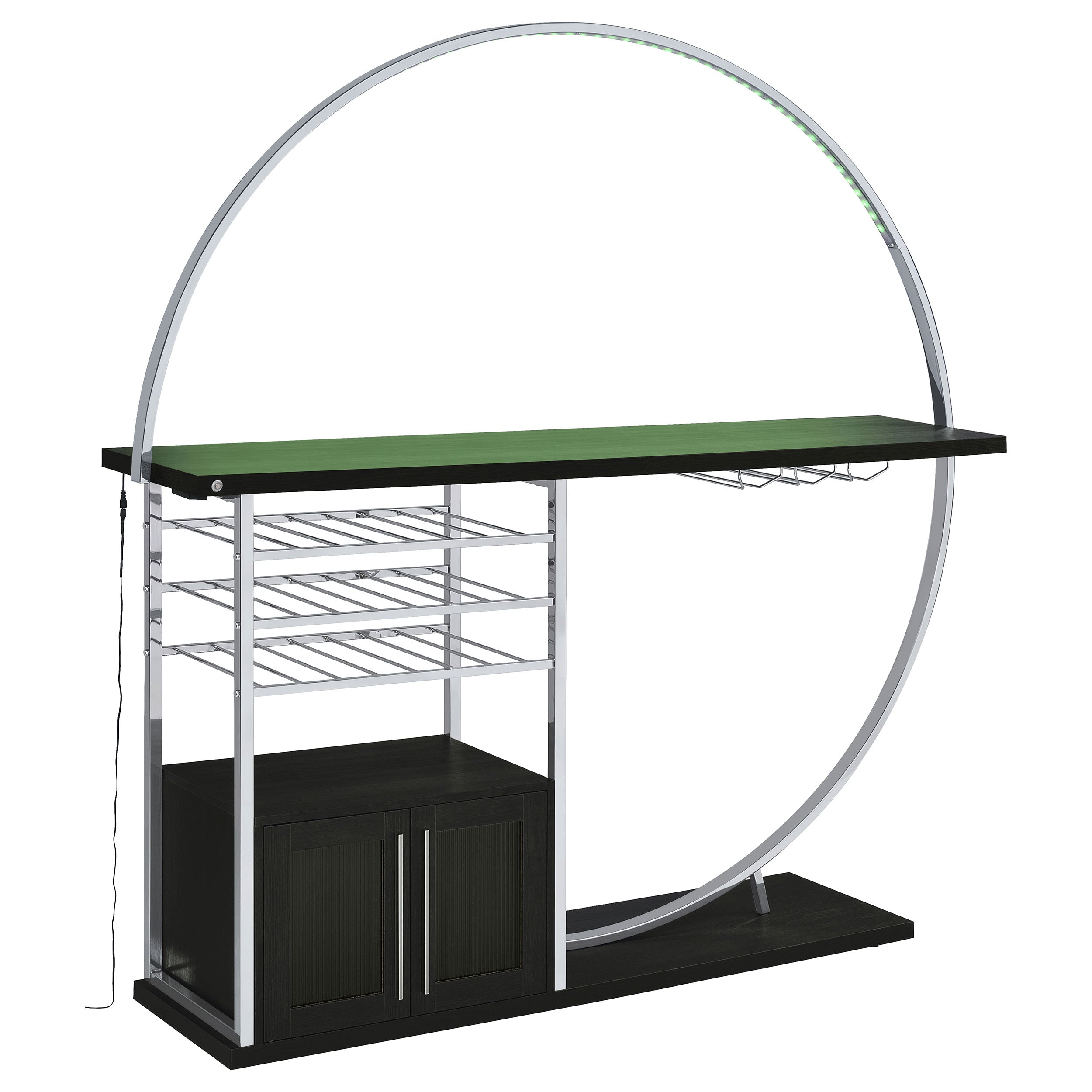 Risley 2-door Circular LED Home Bar Cabinet White High Gloss
