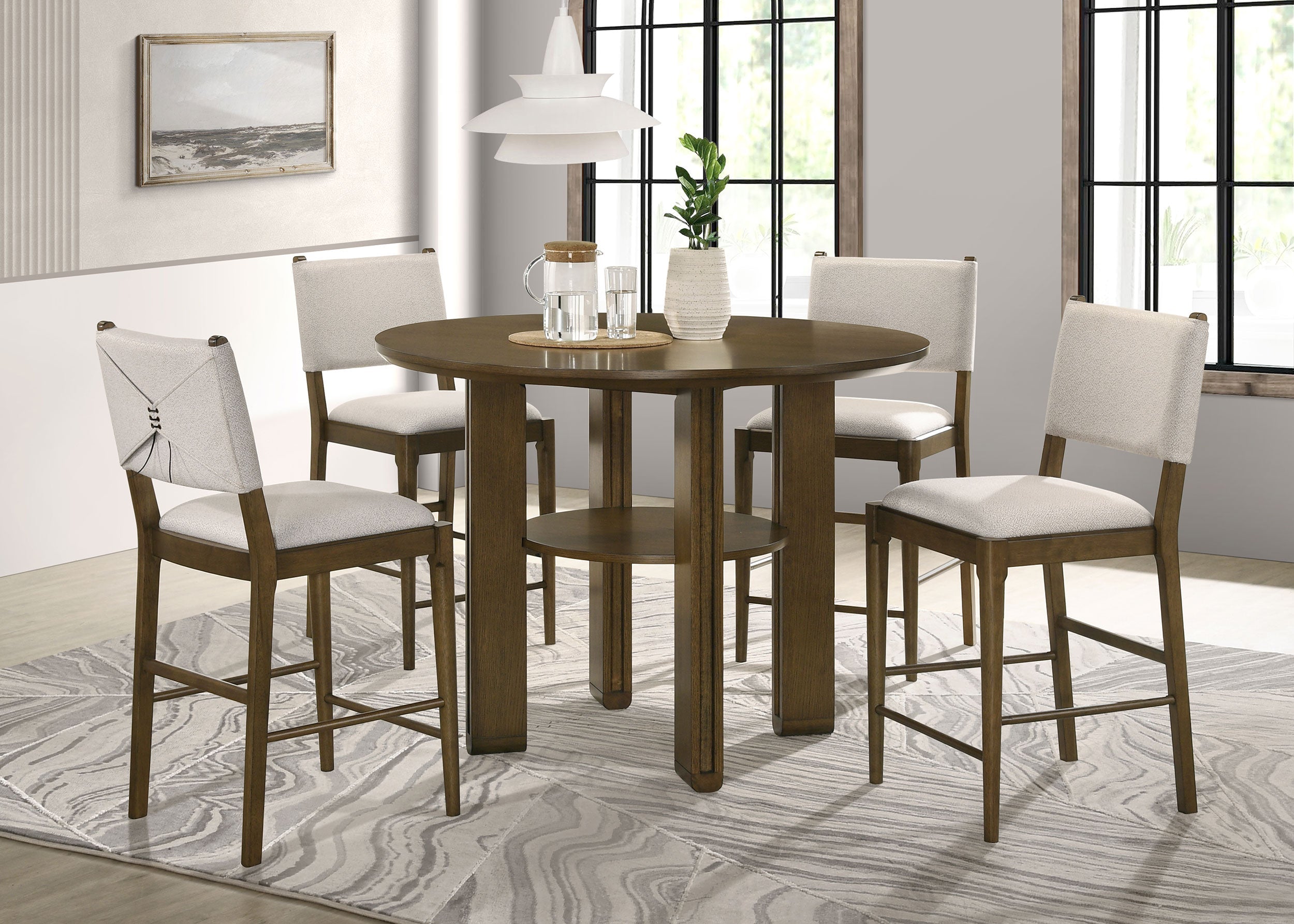 Ottowa  Round Counter Height Dining Room Set Brown
