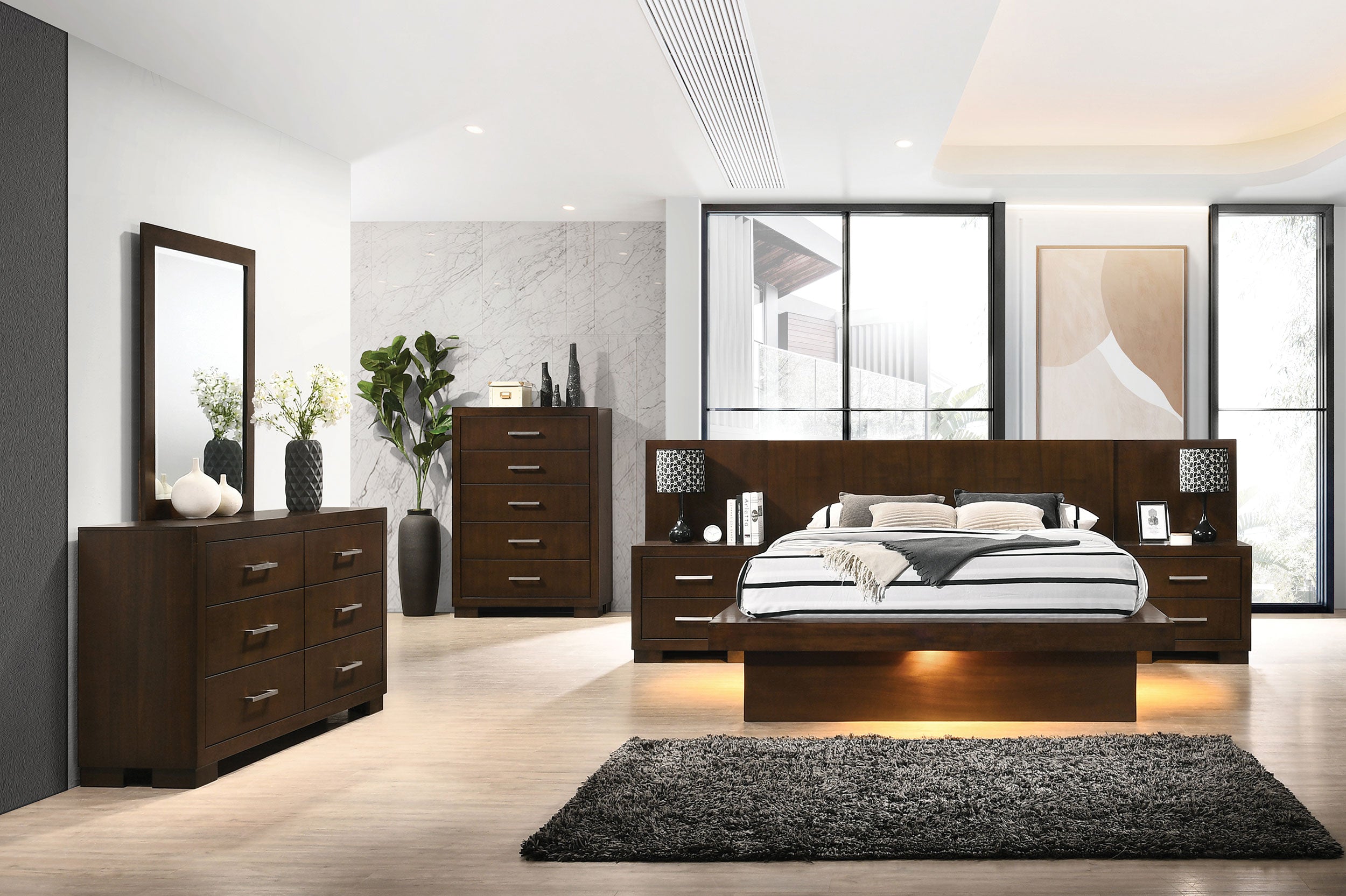 Jessica 5-piece Queen LED Bedroom Set Snow White