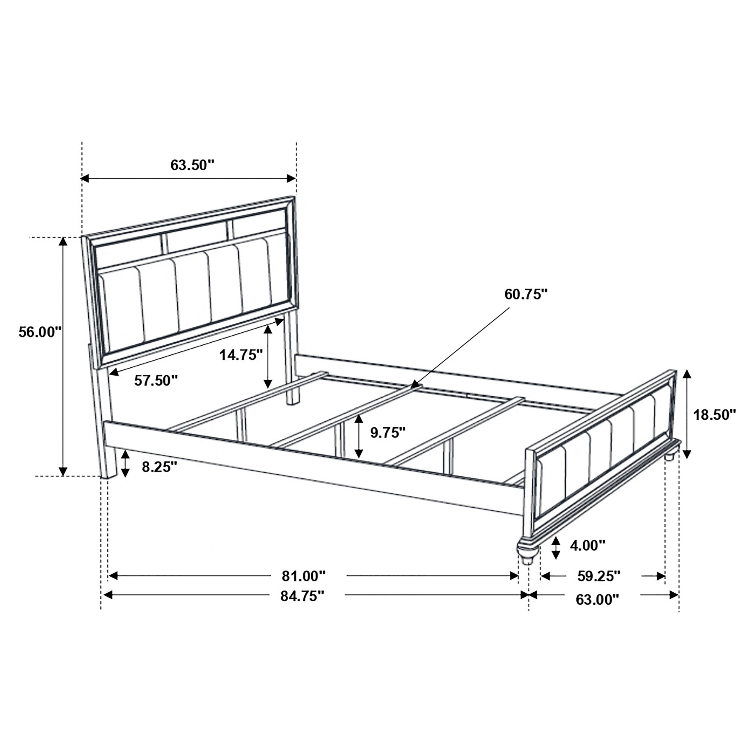 Barzini Wood California King Panel Bed Black