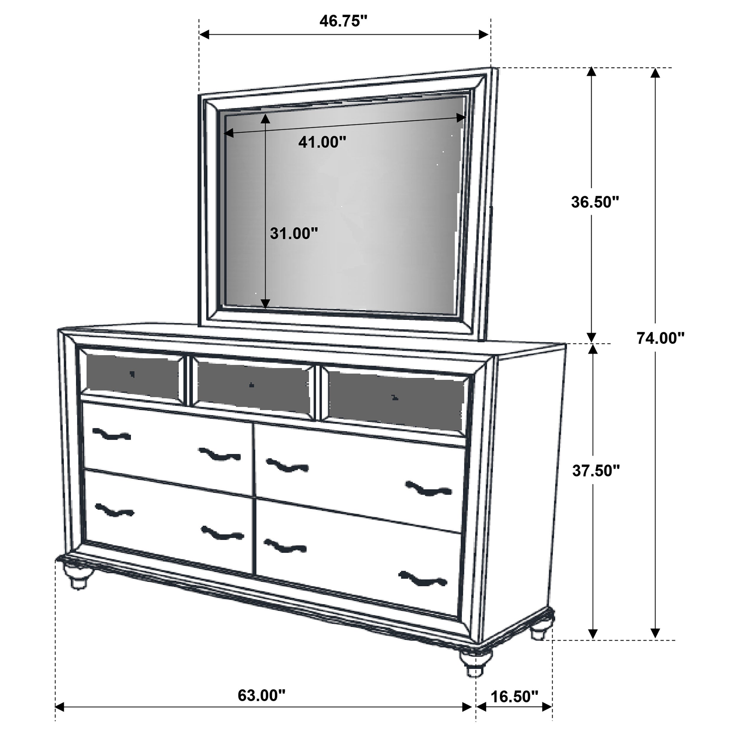 Barzini 7-drawer Dresser Black