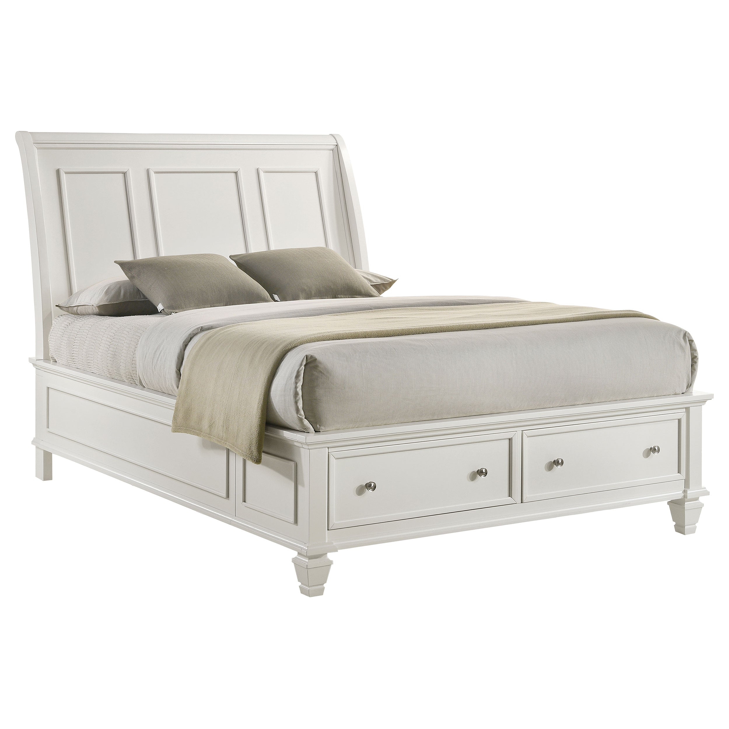 Sandy Beach 63-inch California King Panel Bed Cream White
