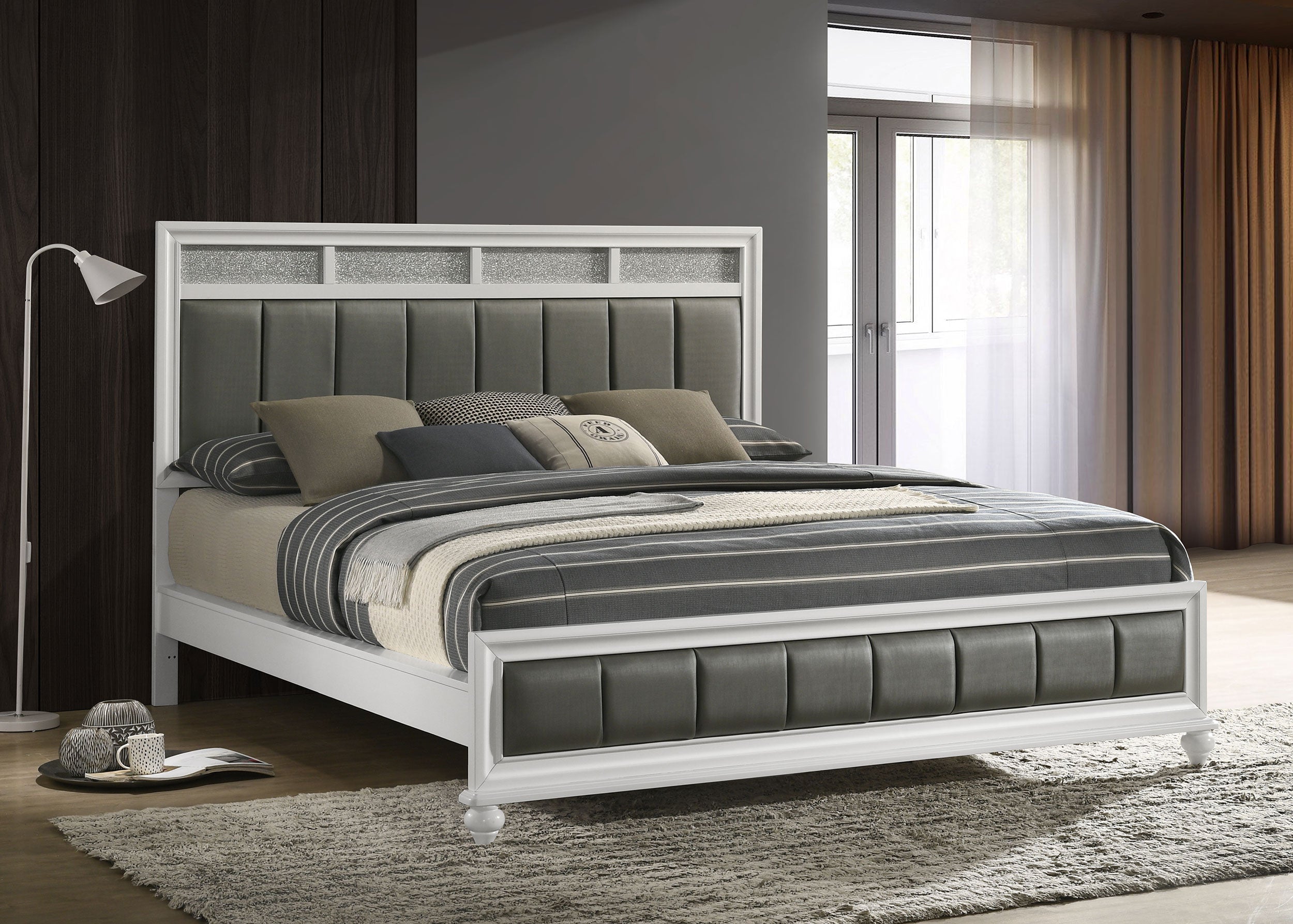 Barzini Wood California King Panel Bed Black