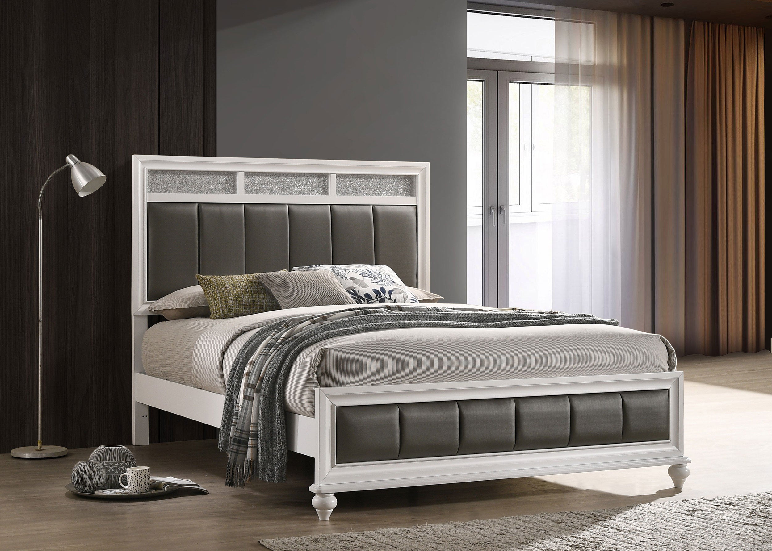Barzini Wood California King Panel Bed Black