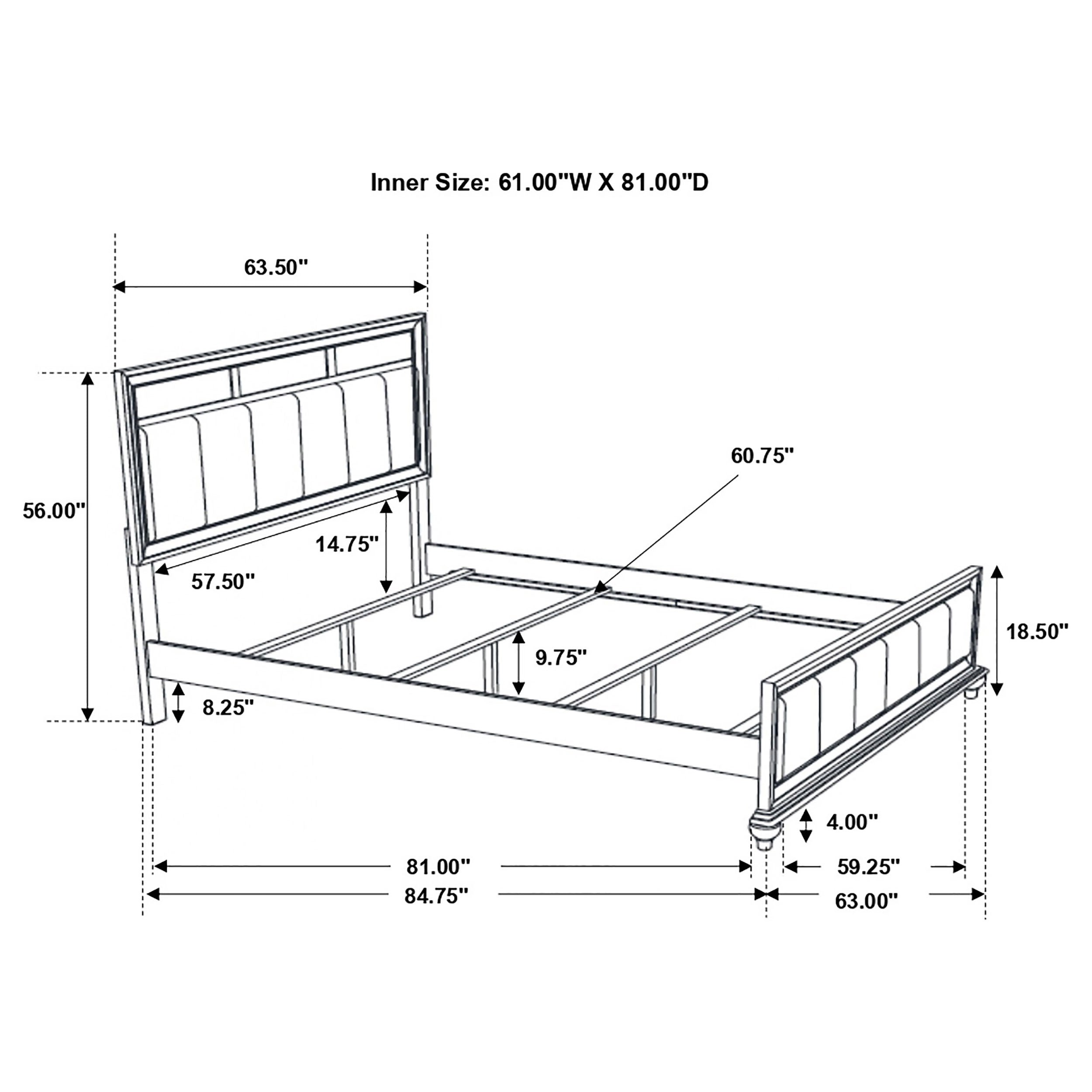 Barzini Wood California King Panel Bed Black