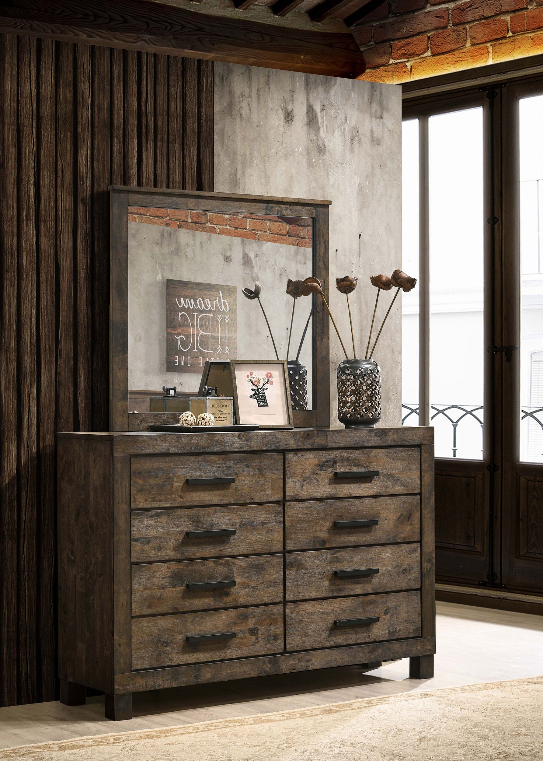 Woodmont 8-drawer Dresser Rustic Golden Brown