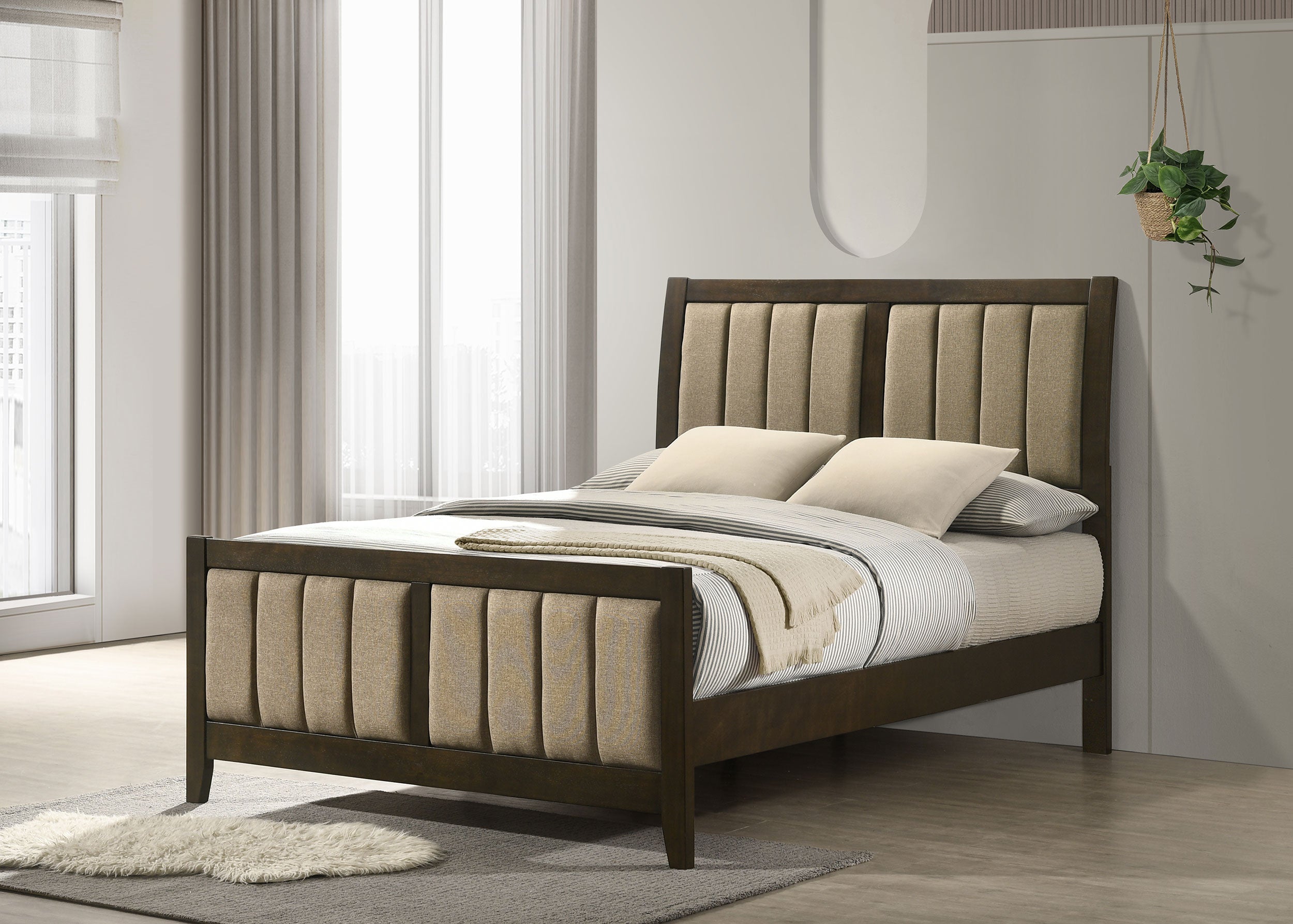 Wilkes 51-inch Upholstered California King Bed Dark Cocoa