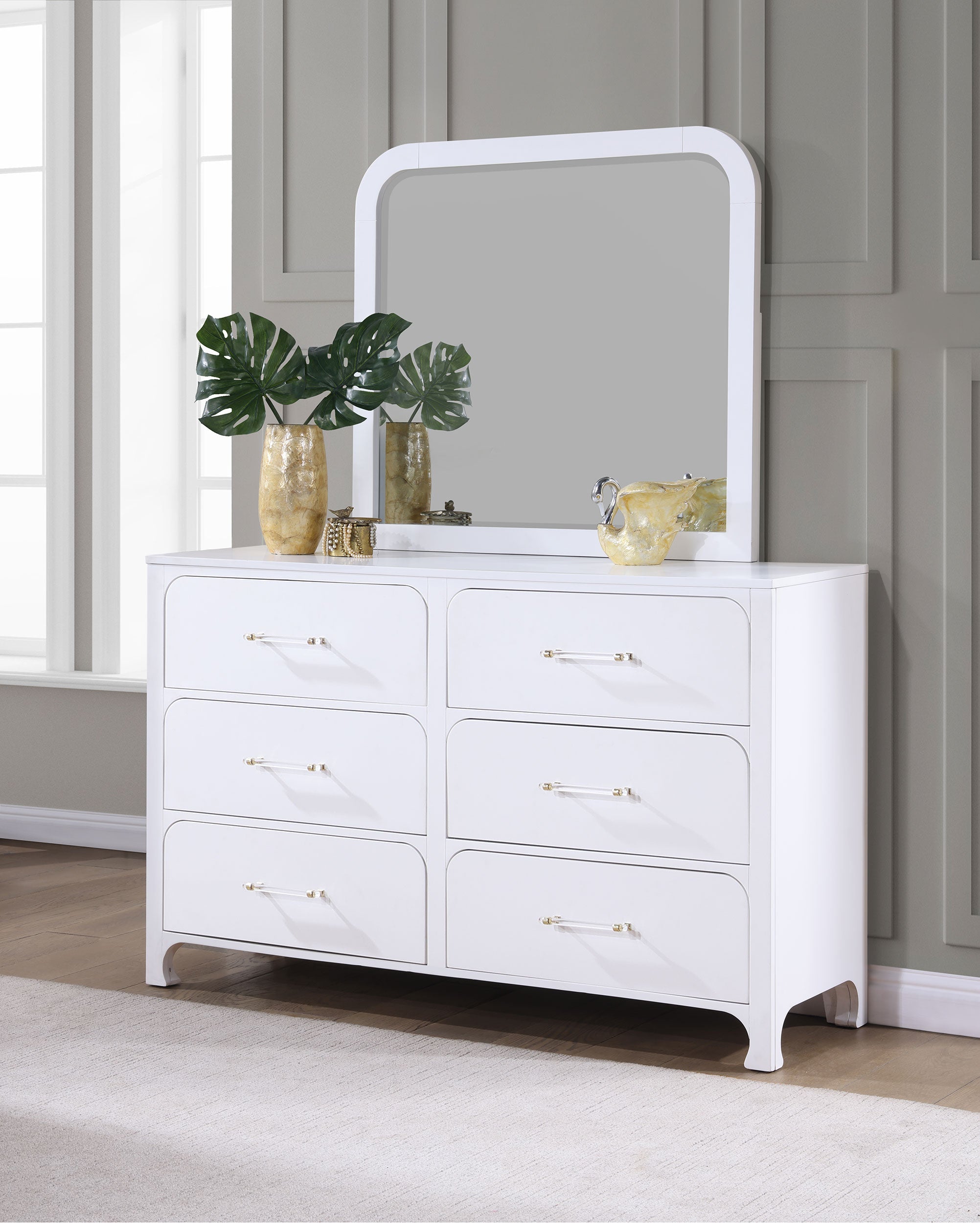 Anastasia 6-drawer Dresser Pearl White