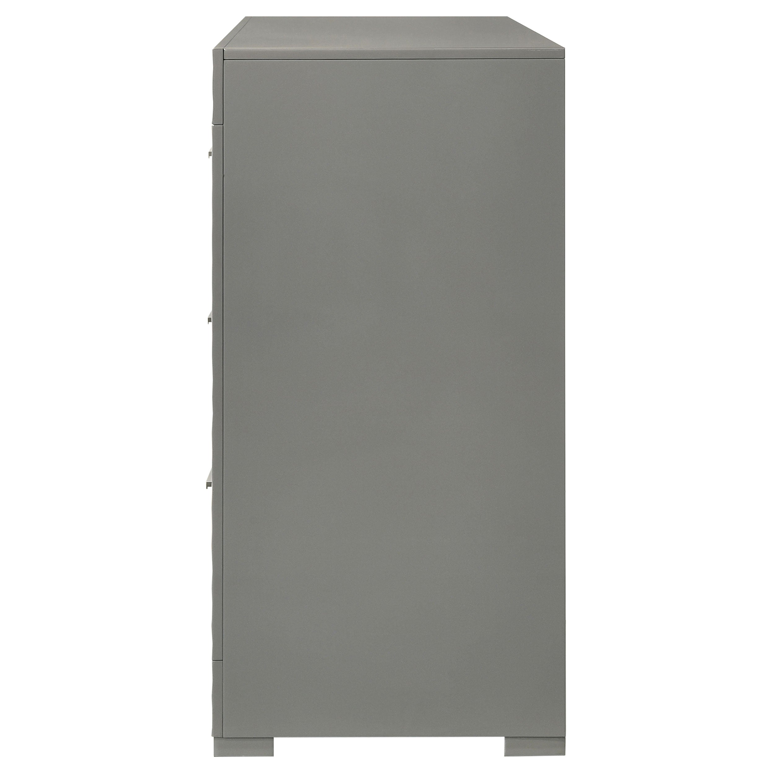 Ives 6-drawer Dresser and Mirror Grey High Gloss