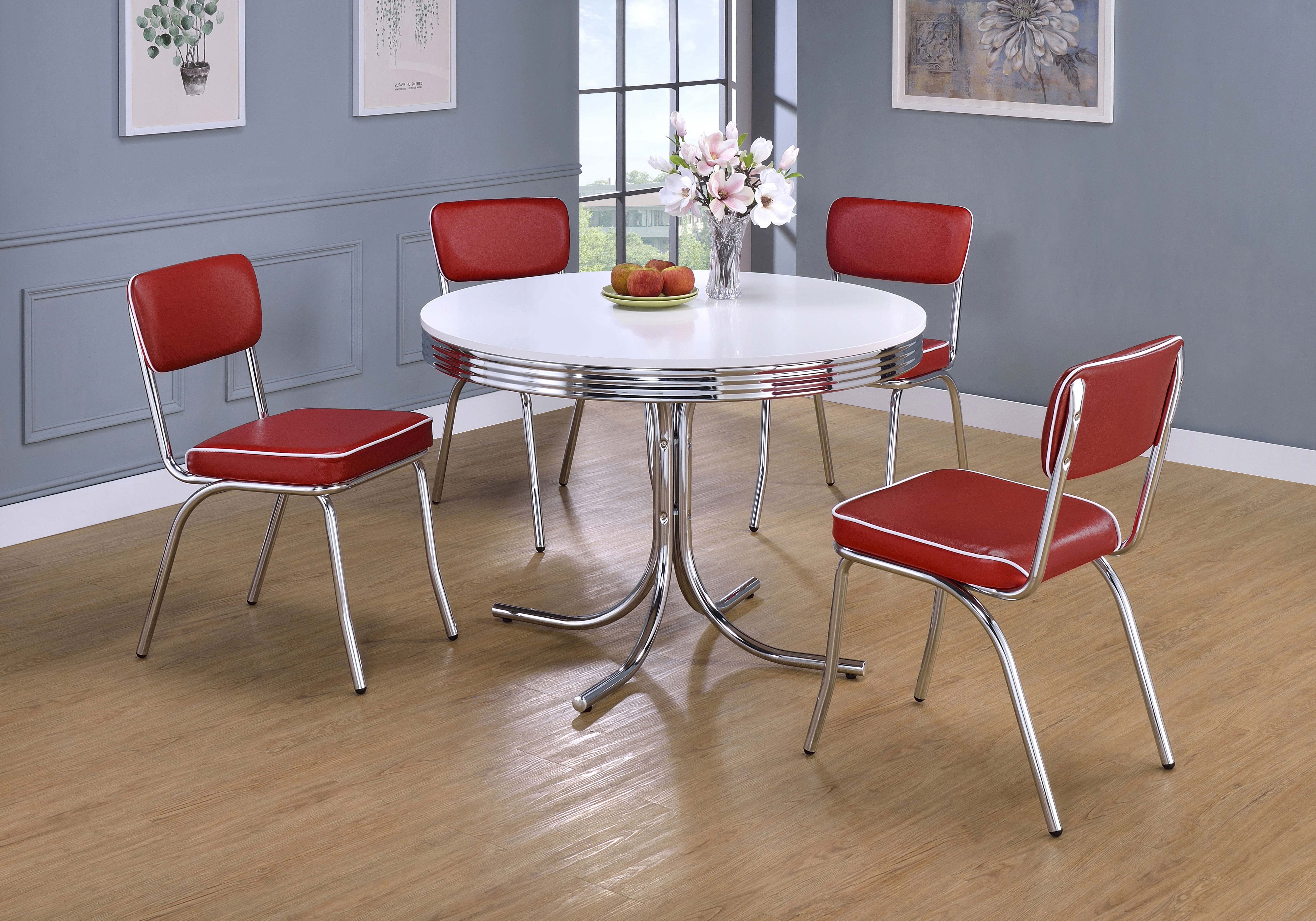 Retro  Oval Dining Table Set White and Black