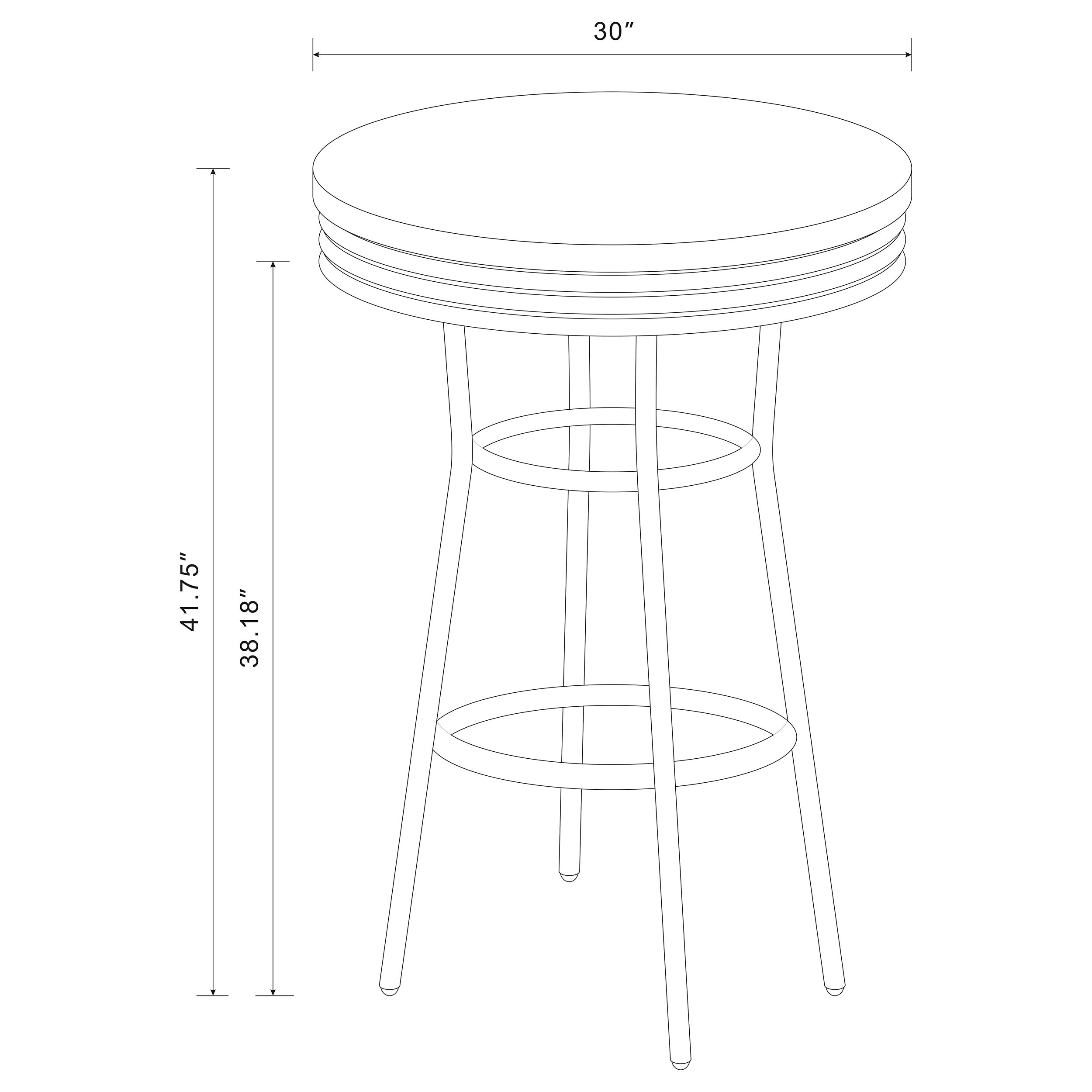 Retro  Round 1950s Bistro Pub Bar Table Set Black