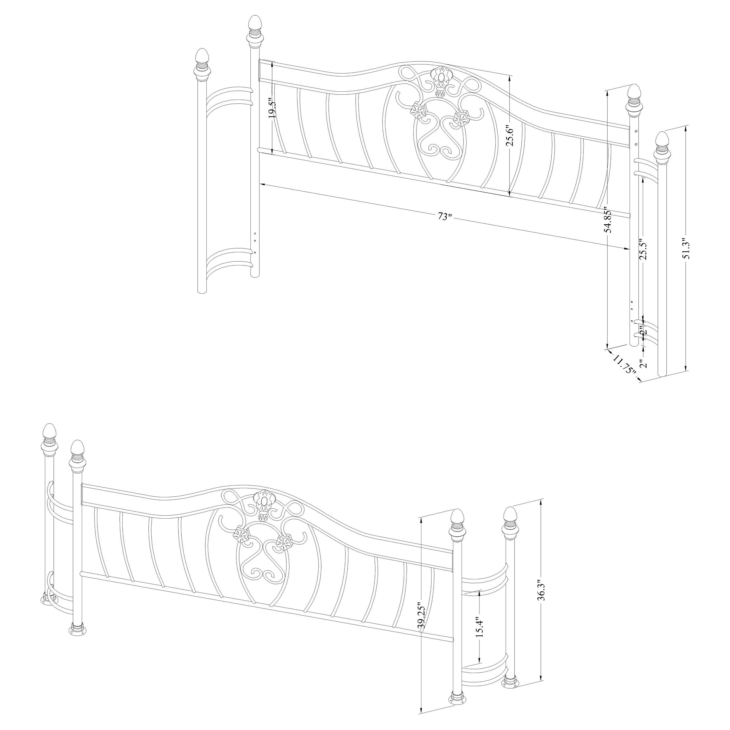 Sydney  Headboard and Footboard Brushed Gold