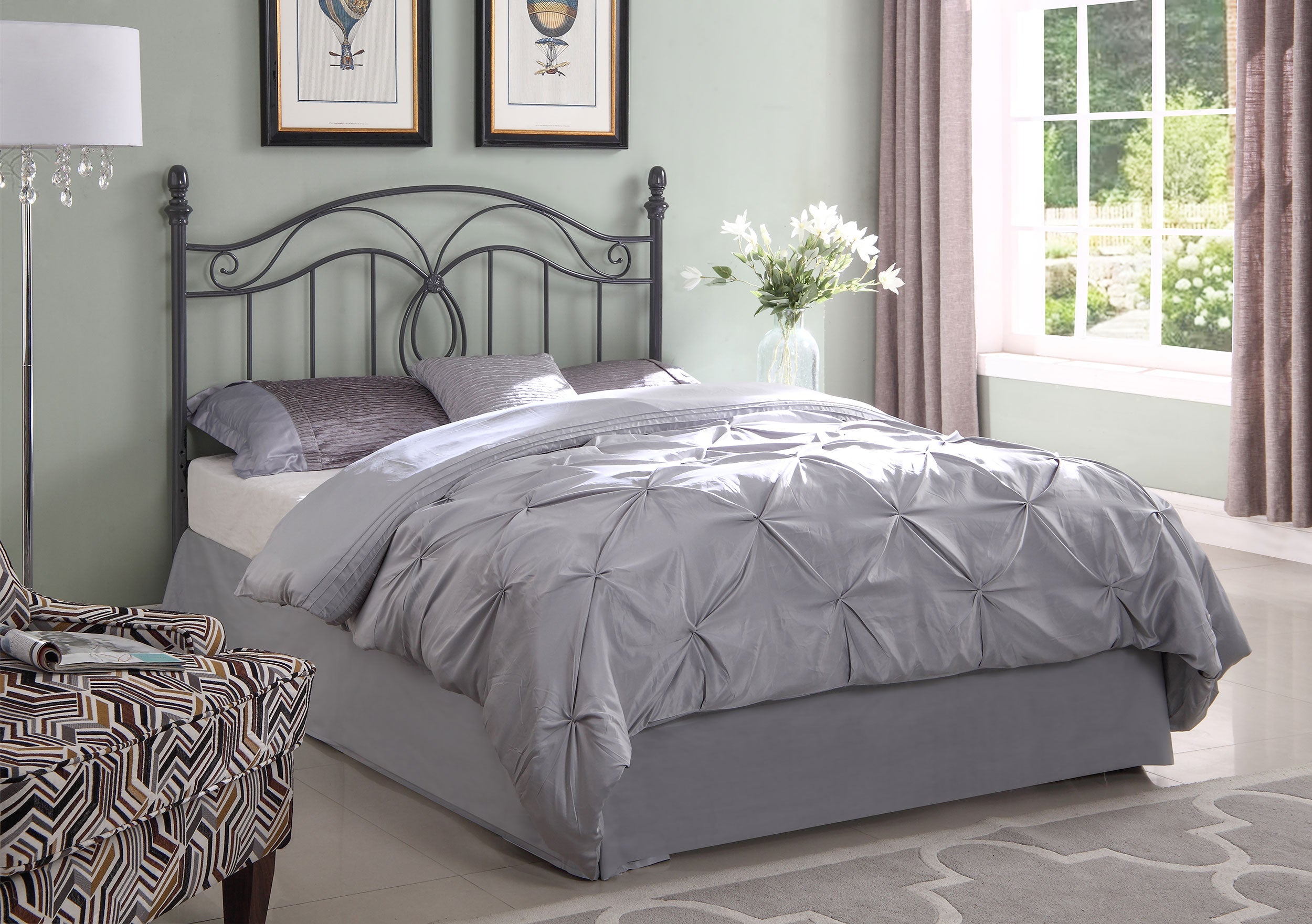 Ellis Metal  Open Frame Headboard Dark Bronze