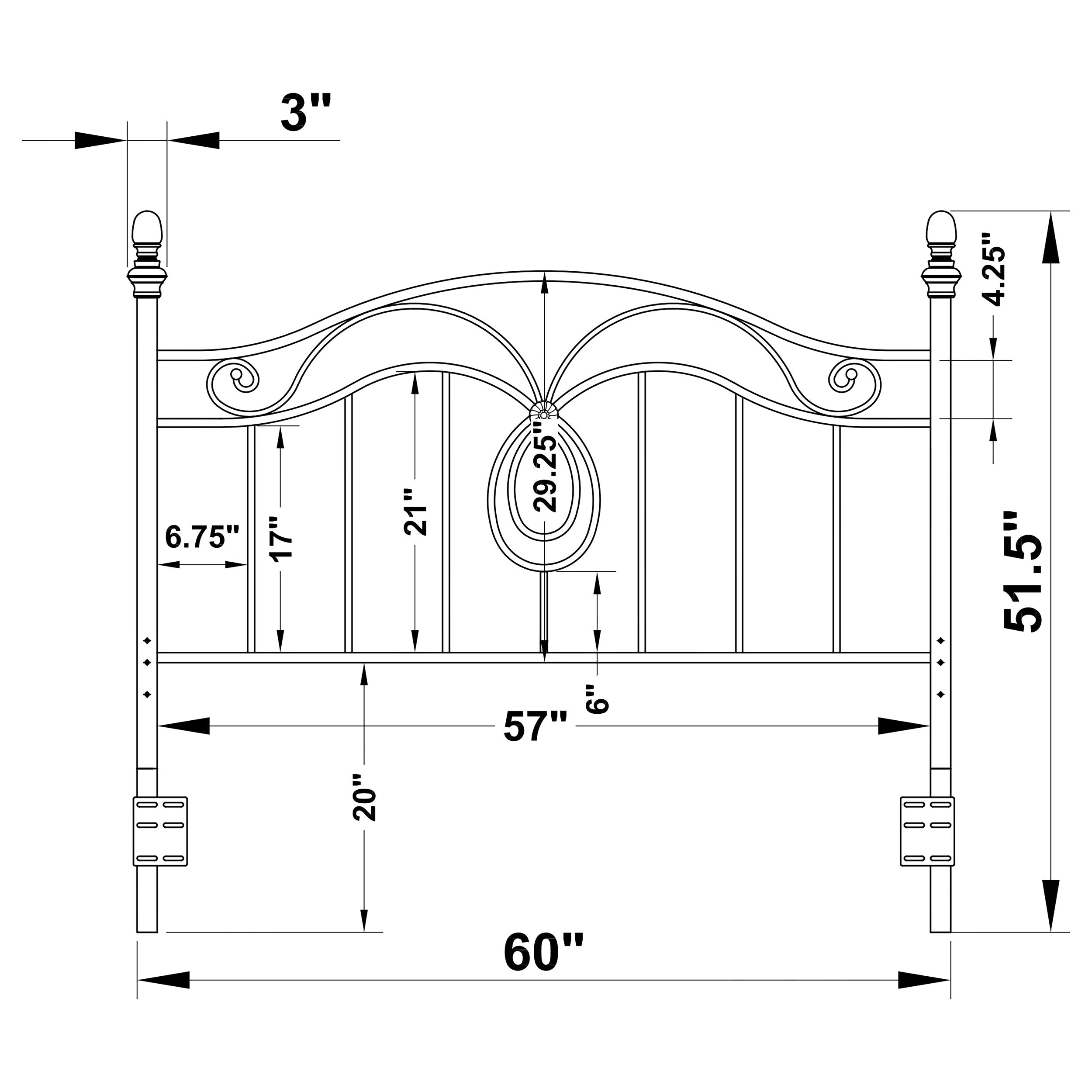 Ellis Metal  Open Frame Headboard Dark Bronze