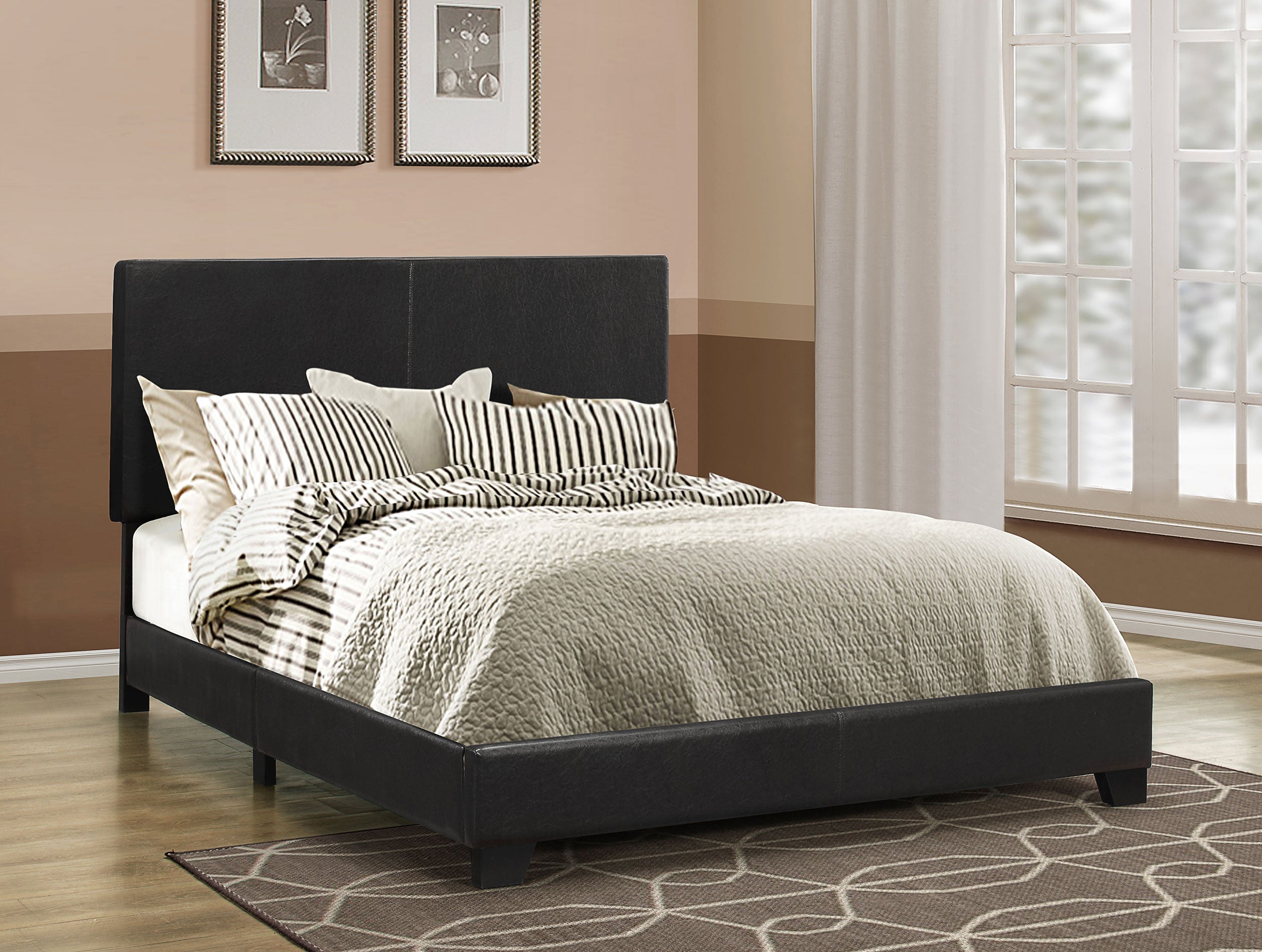 Dorian Fabric Upholstered  Panel Bed Cream