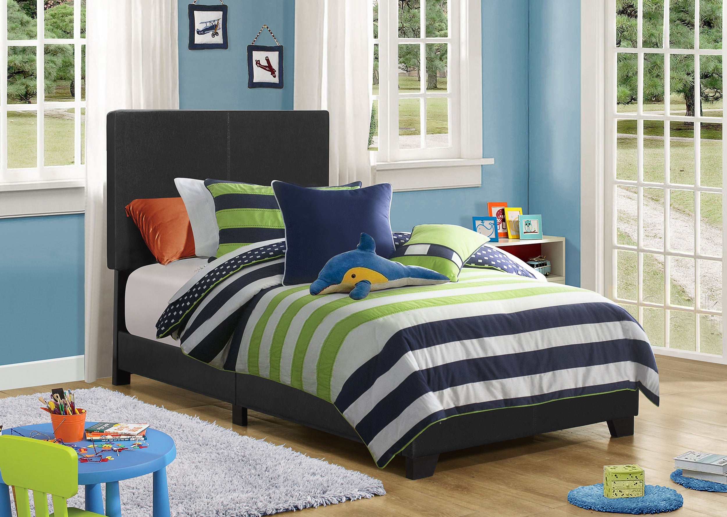 Dorian Fabric Upholstered  Panel Bed Cream