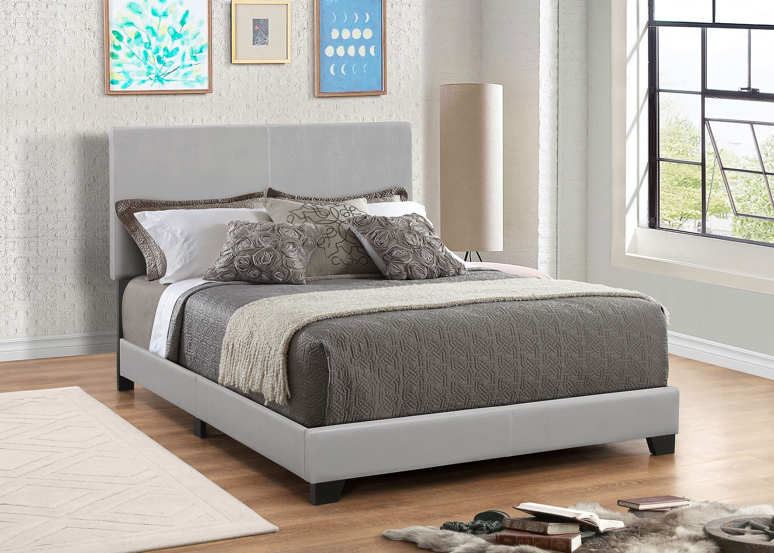 Dorian Fabric Upholstered  Panel Bed Cream