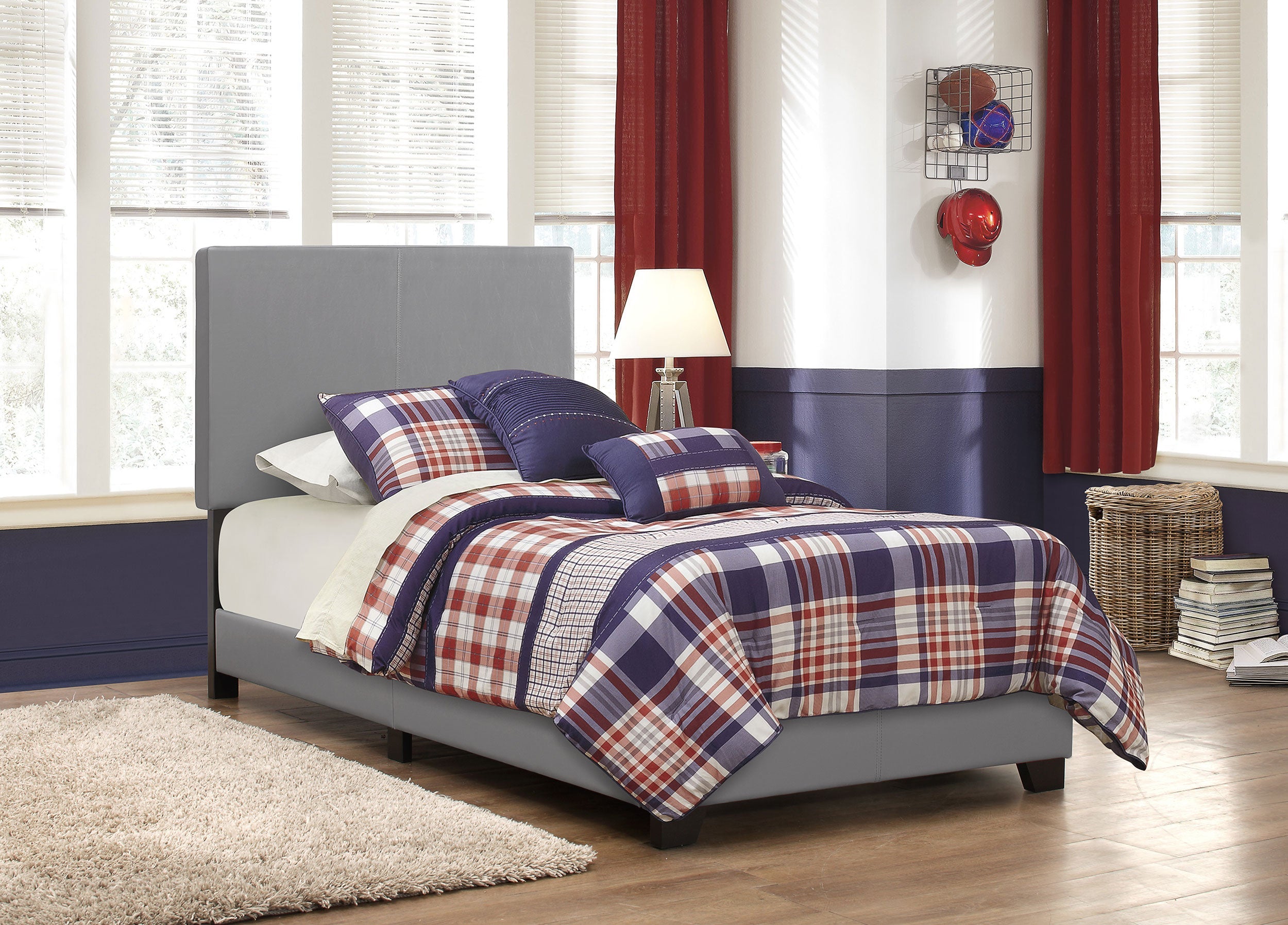 Dorian Fabric Upholstered  Panel Bed Cream