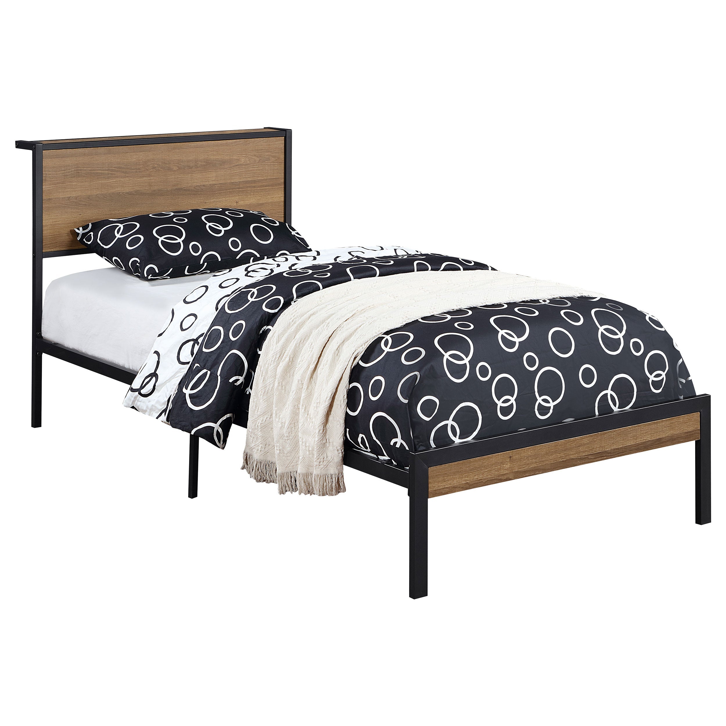Ricky Metal  Panel Bed Light Oak