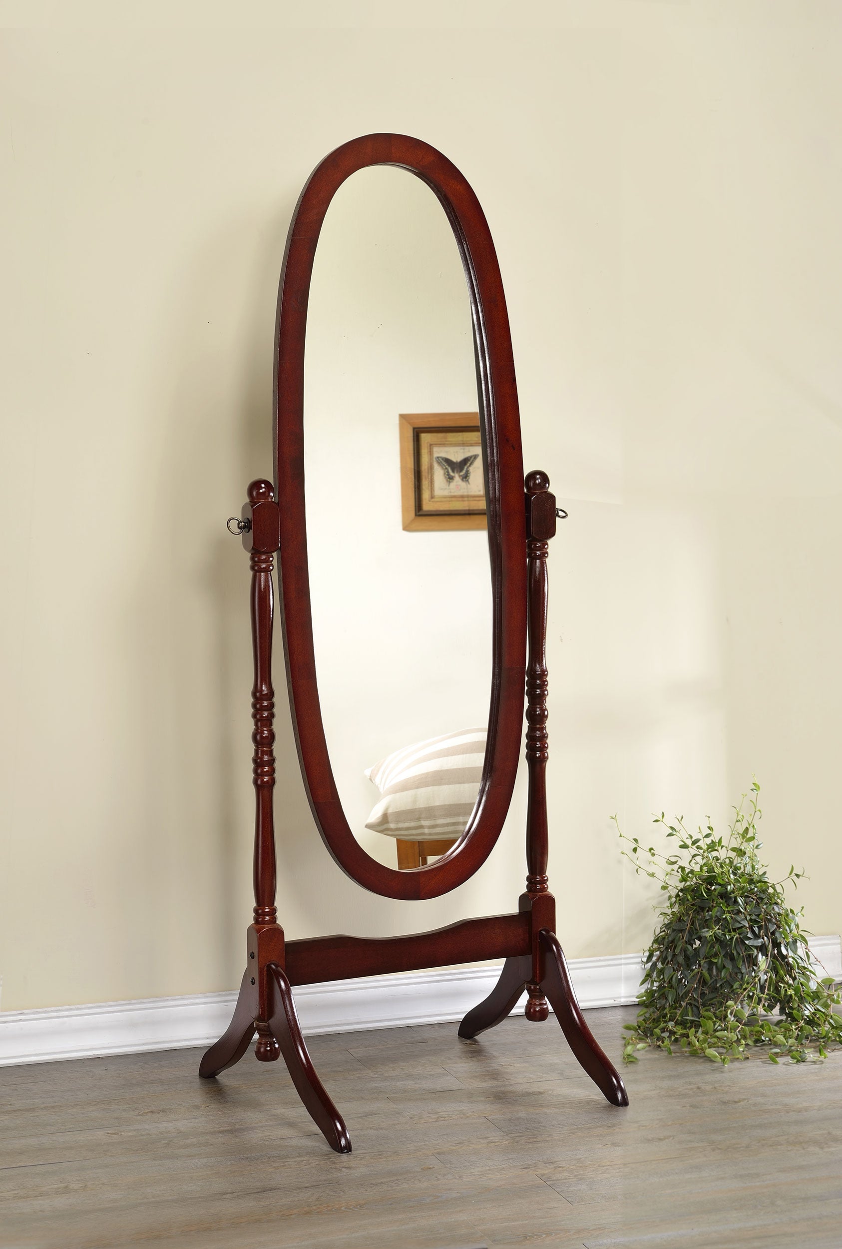Foyet Wood Adjustable  Length Cheval Mirror Black