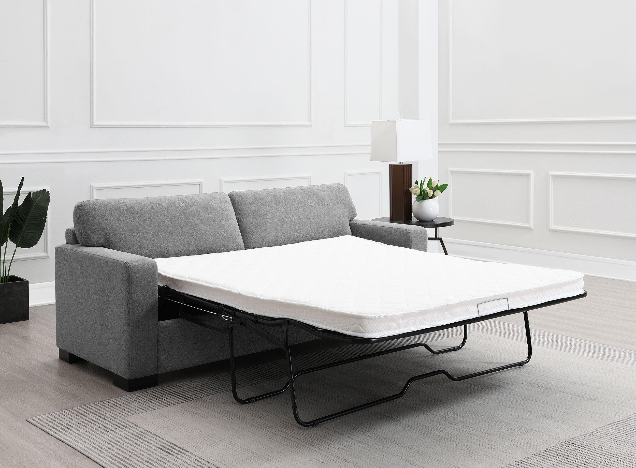Simpson Upholstered Sofa Sleeper with  Mattress Grey