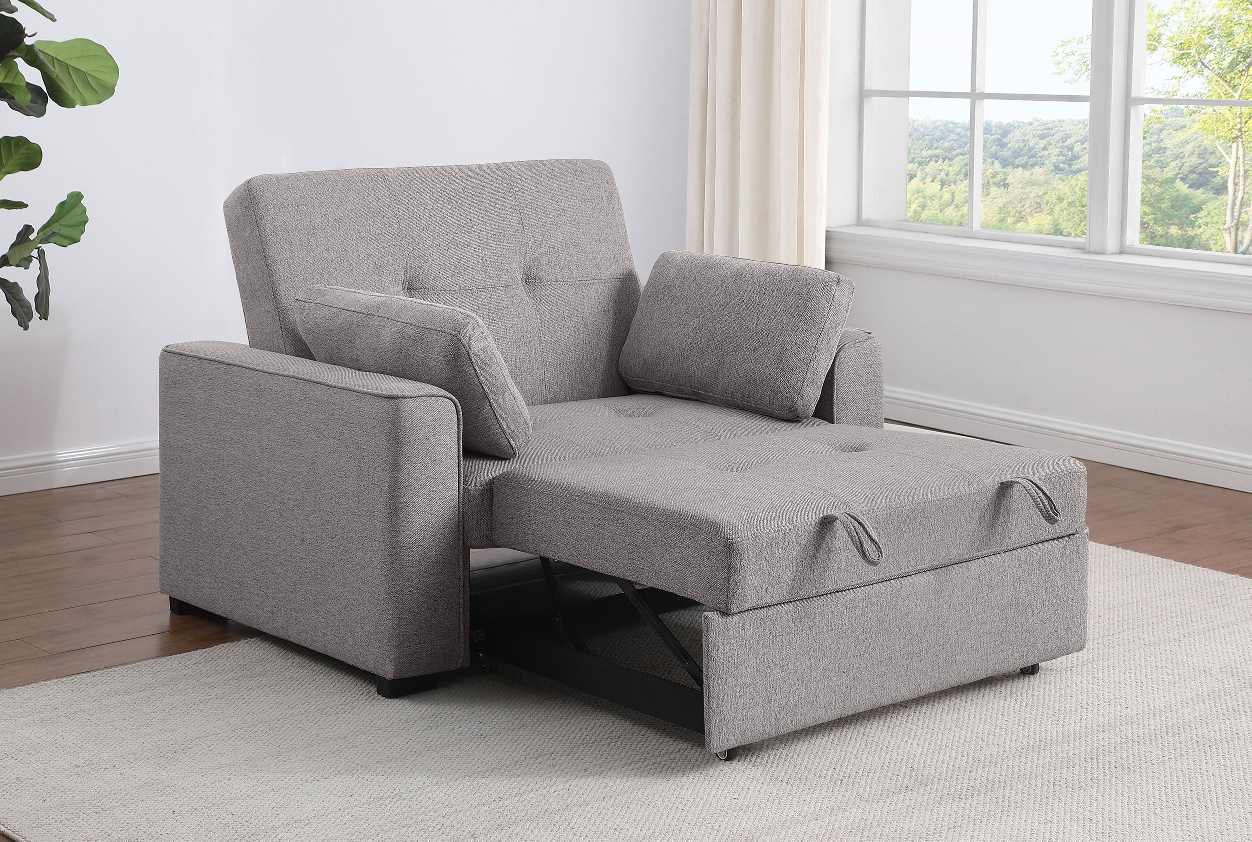 Edith Upholstered Convertible Sleeper Sofa Bed Beige