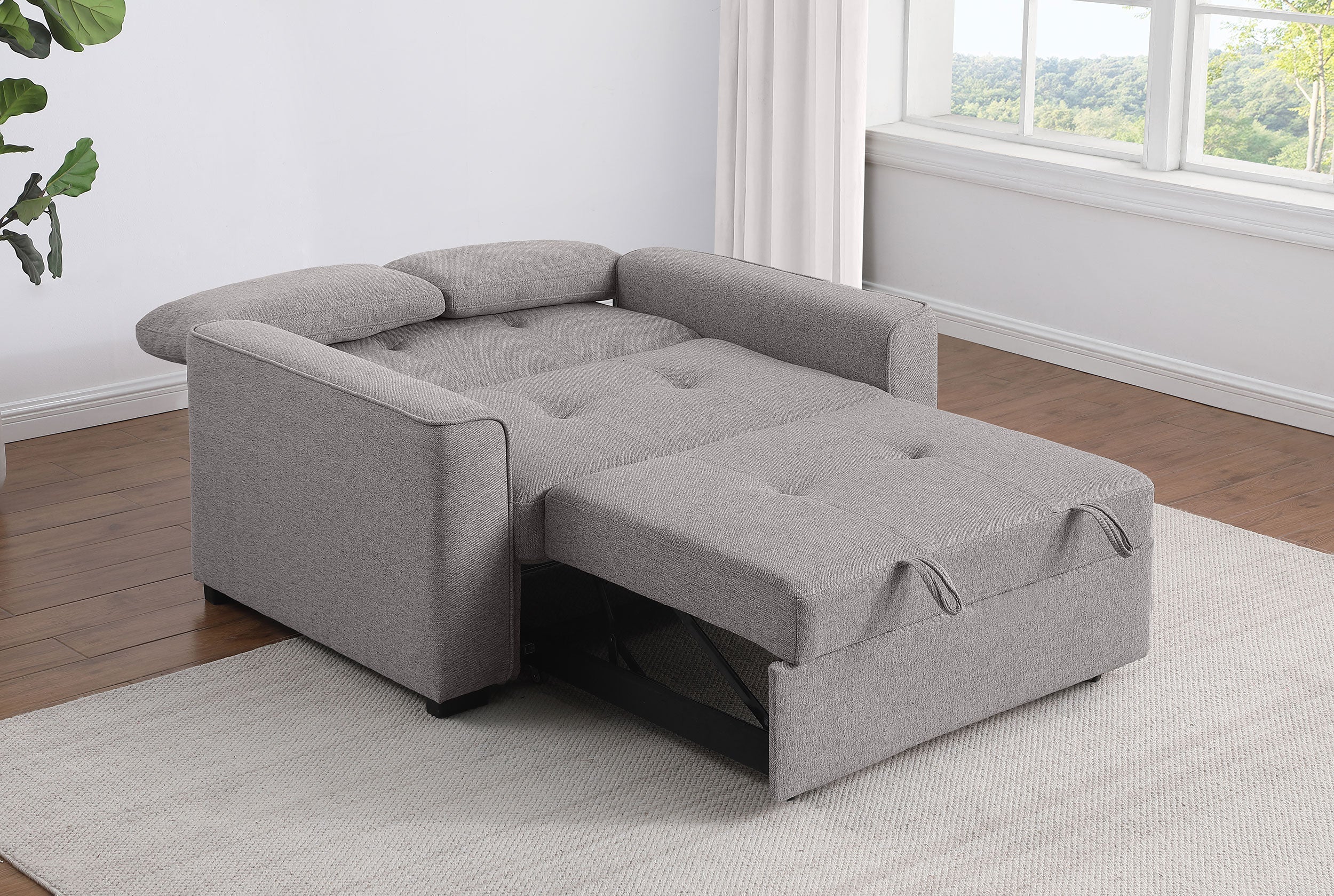Edith Upholstered Convertible Sleeper Sofa Bed Beige