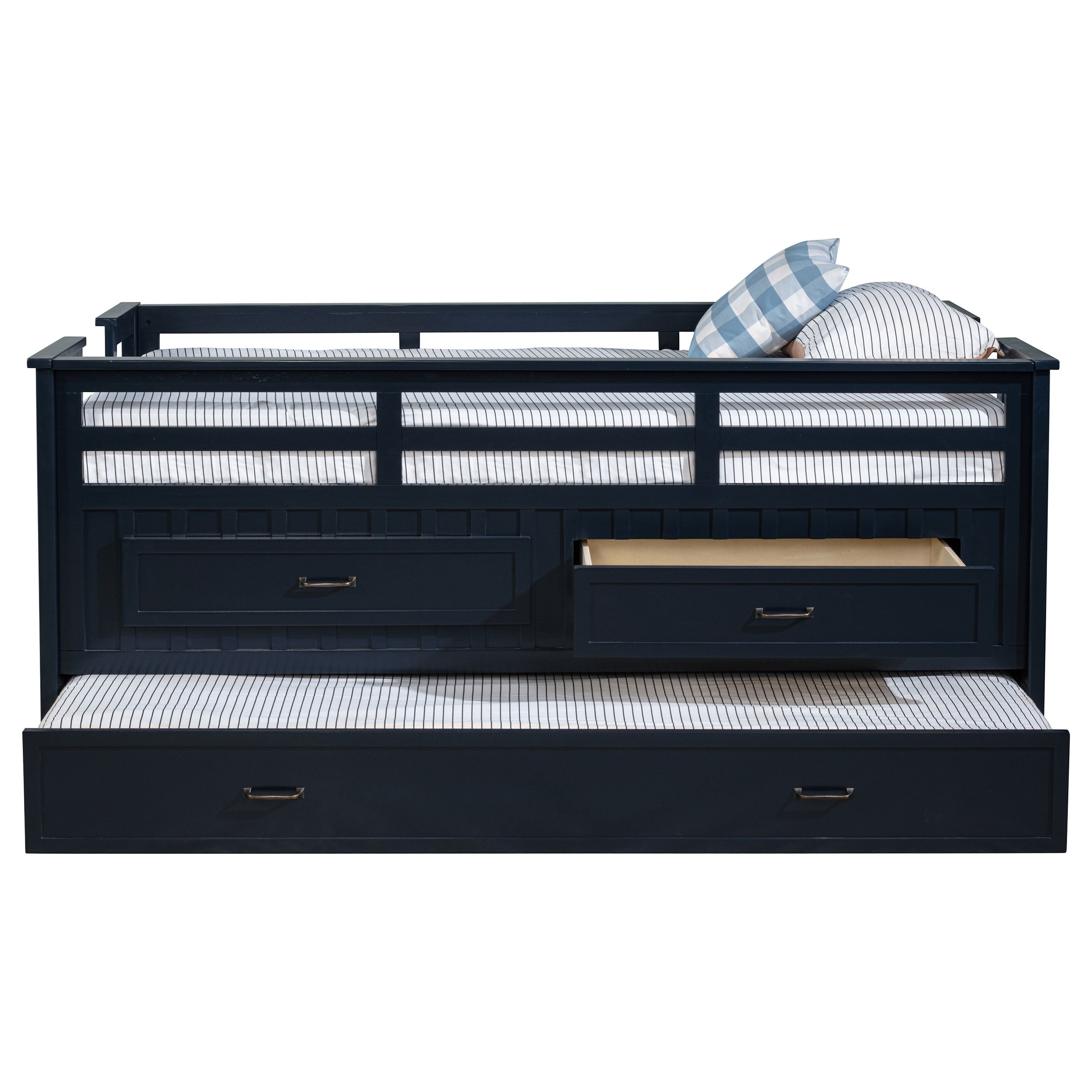 Carlsbad Wood  Captains Bed With Trundle Medium Brown