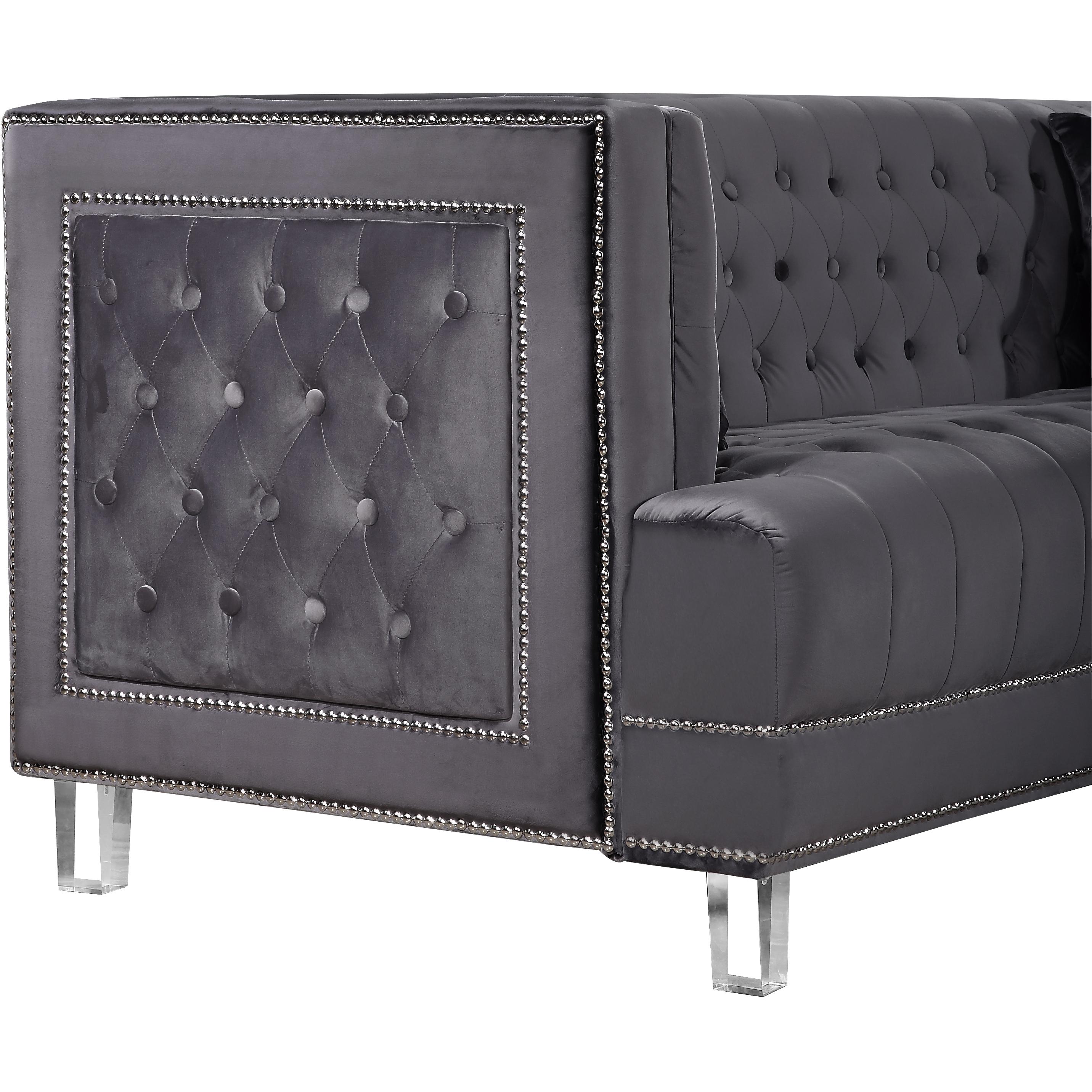 Meridian Lucas Grey Velvet Chair