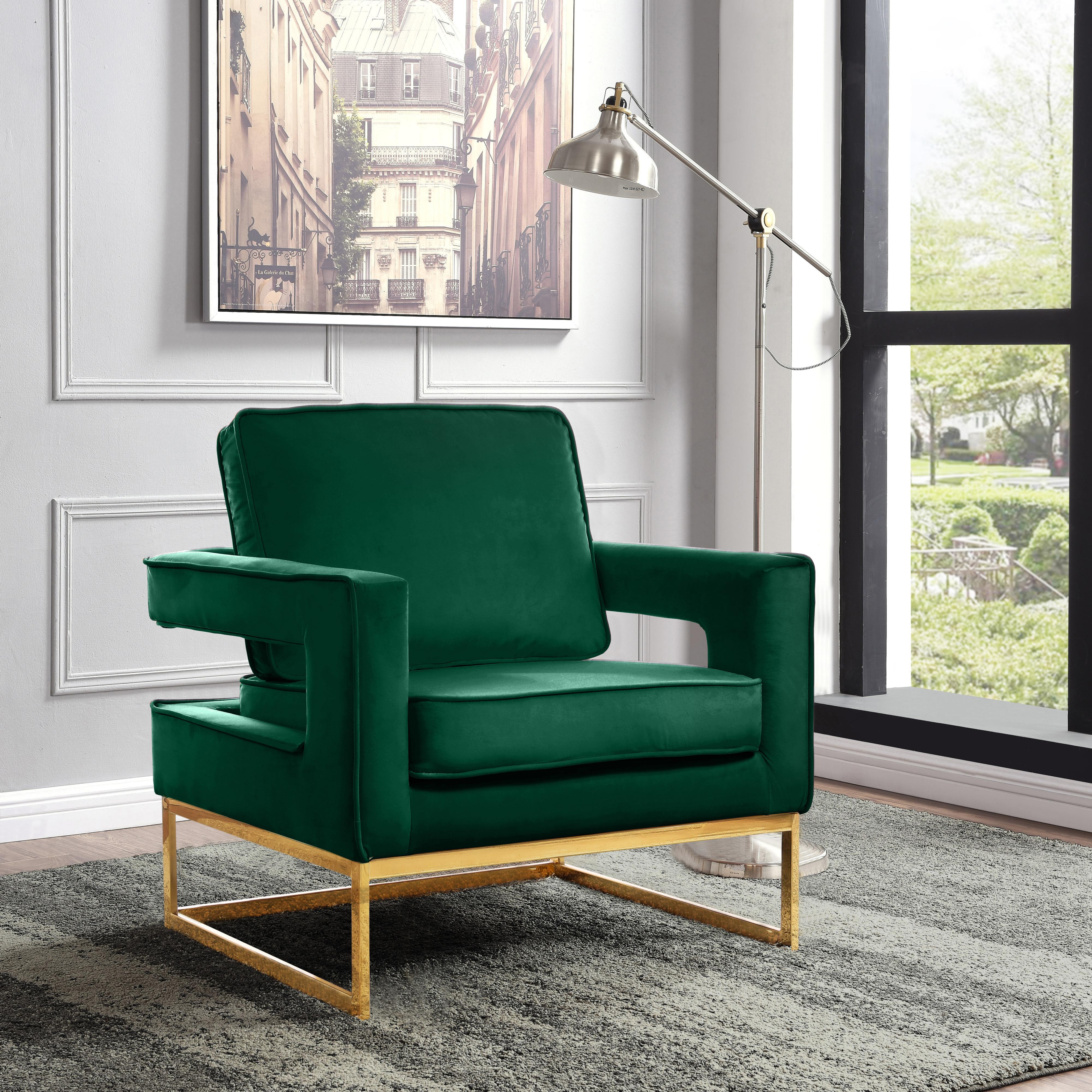 Meridian Noah Green Velvet Accent Chair