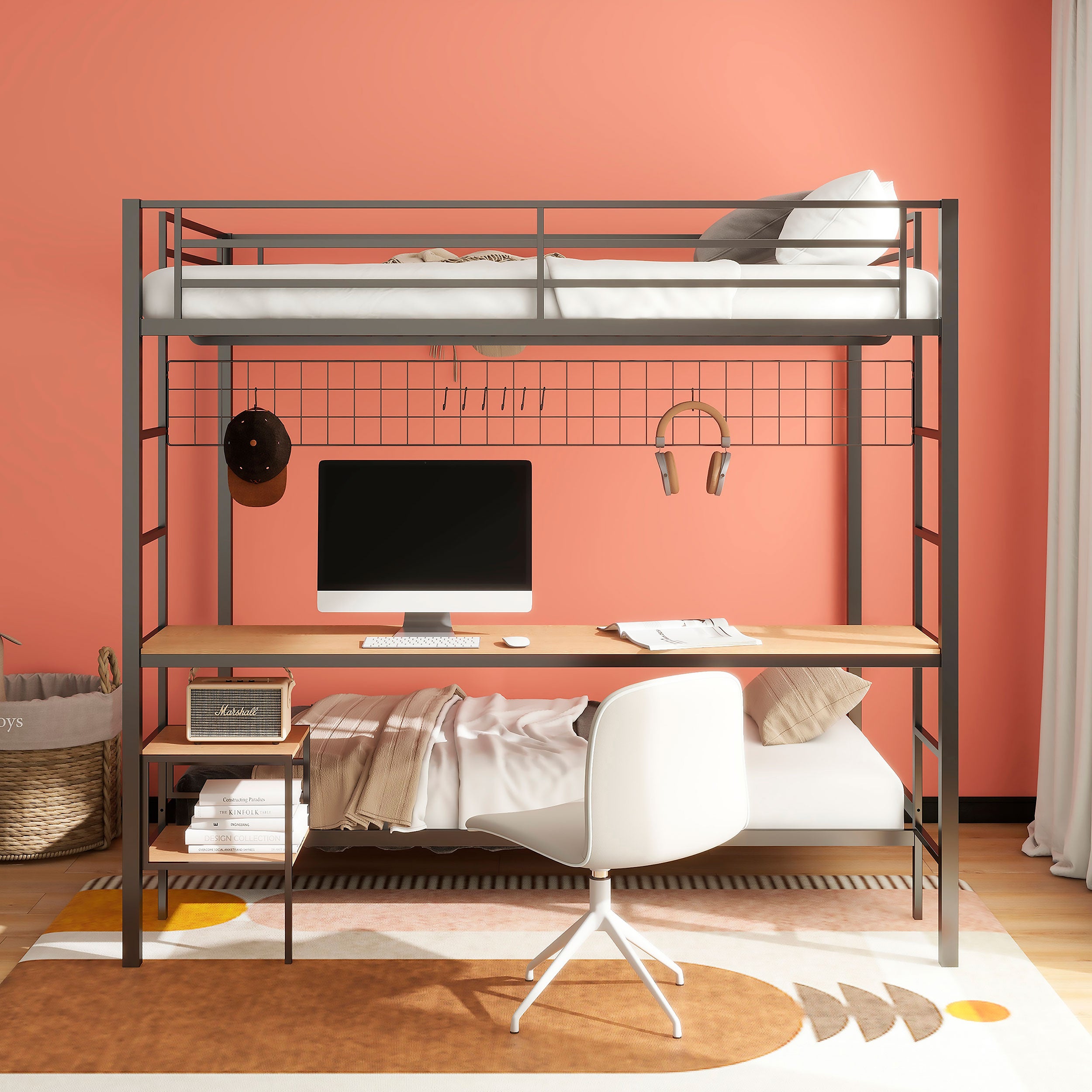 Campus  Workstation Bunk Bed Matte Black