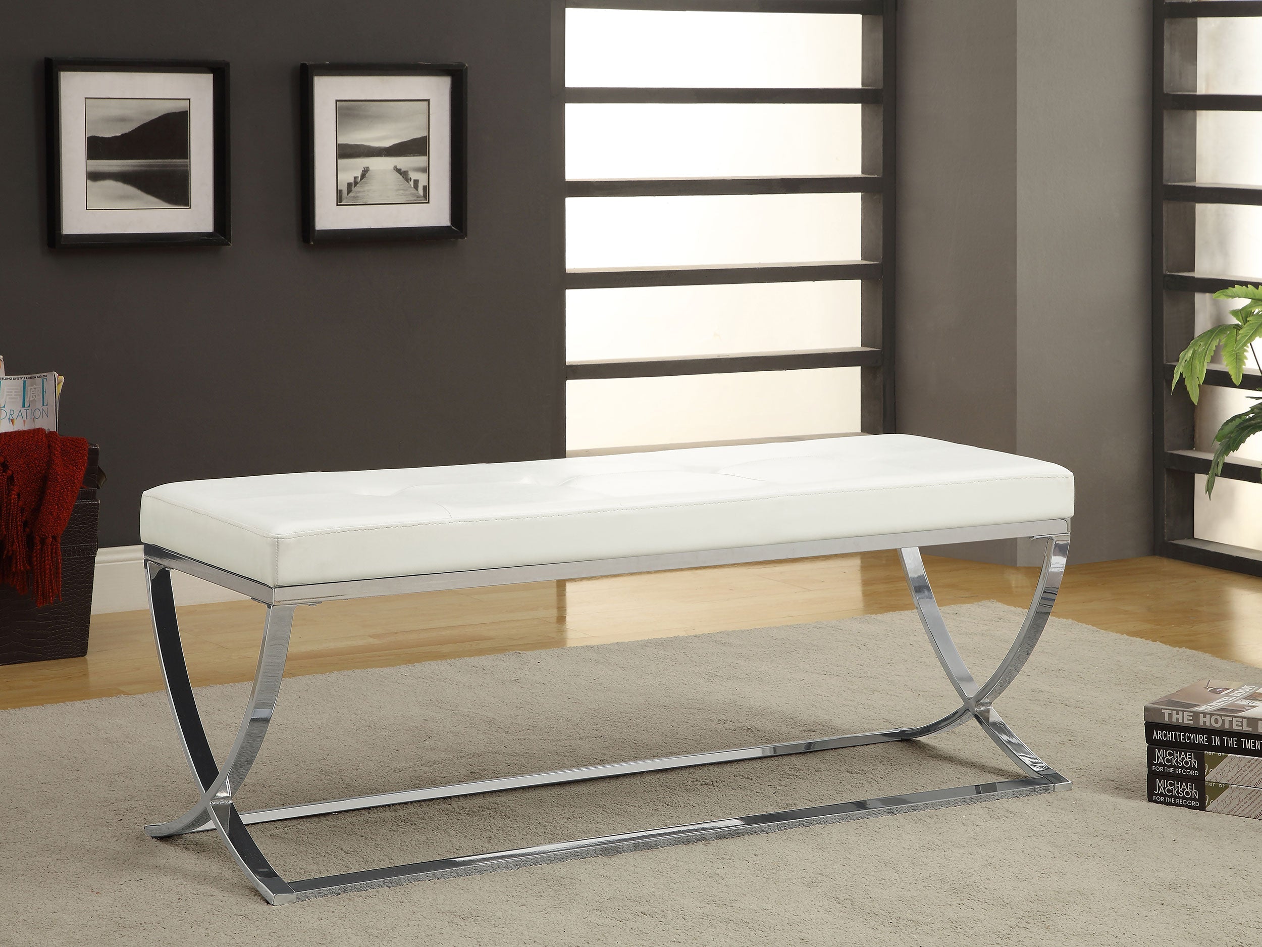 Walton Leatherette Upholstered Tufted Accent Bench Black