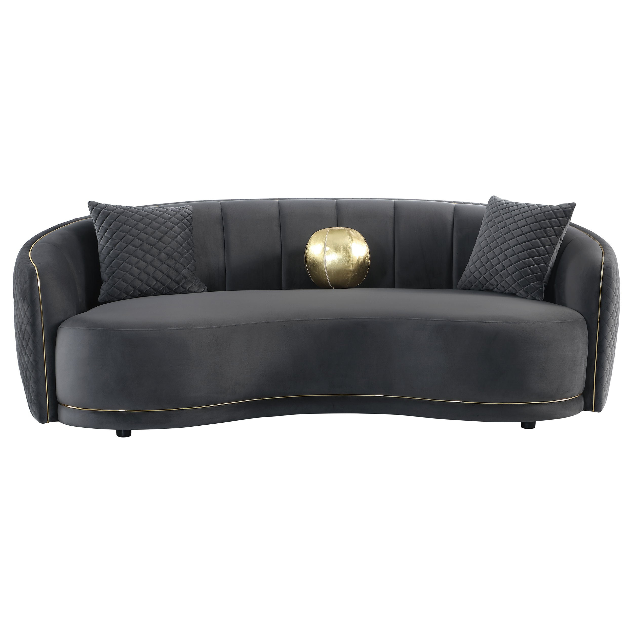 Brookside  Velvet Upholstered Sofa Set Dark Grey
