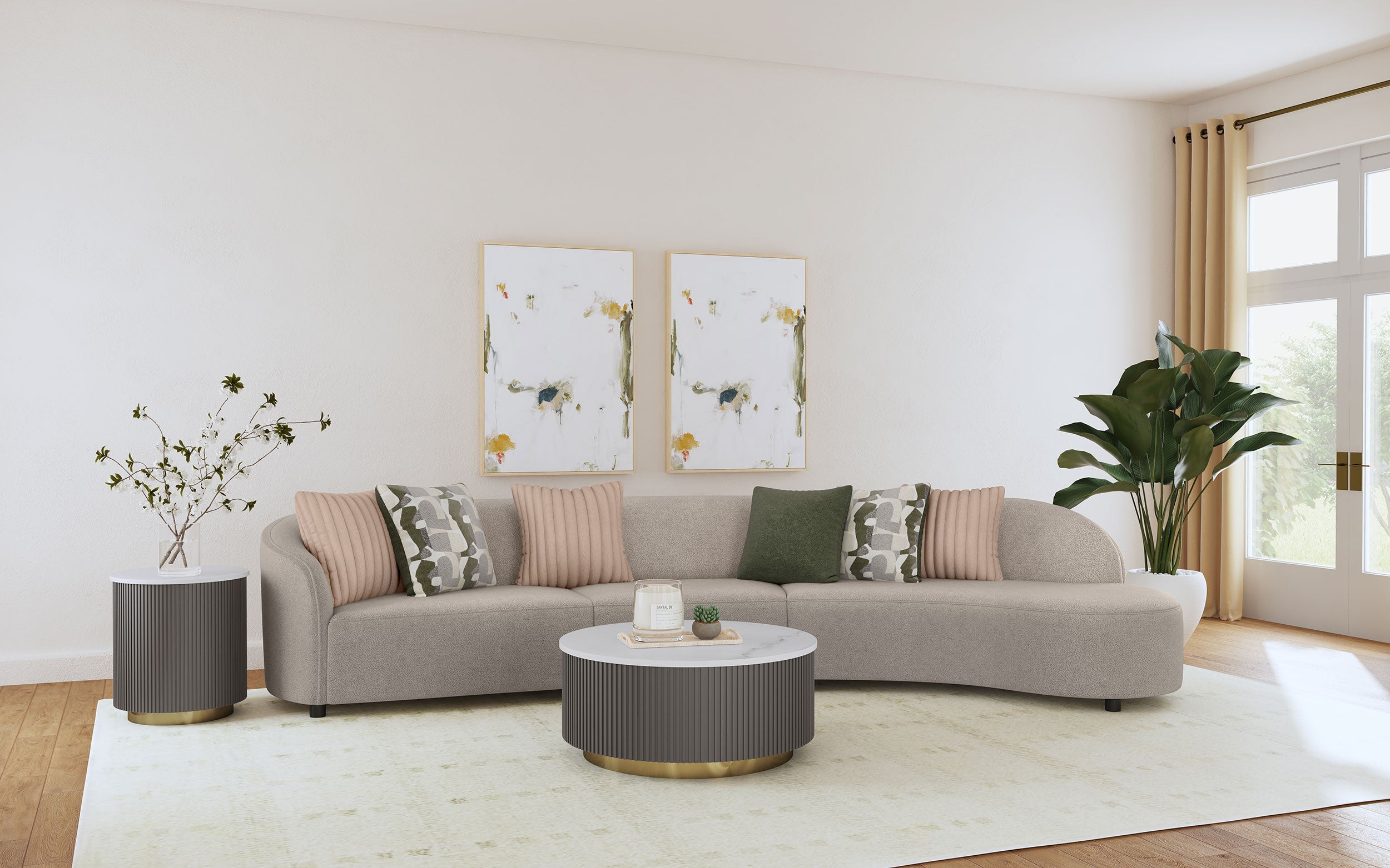 Fayette  Upholstered Sectional Sofa Greige