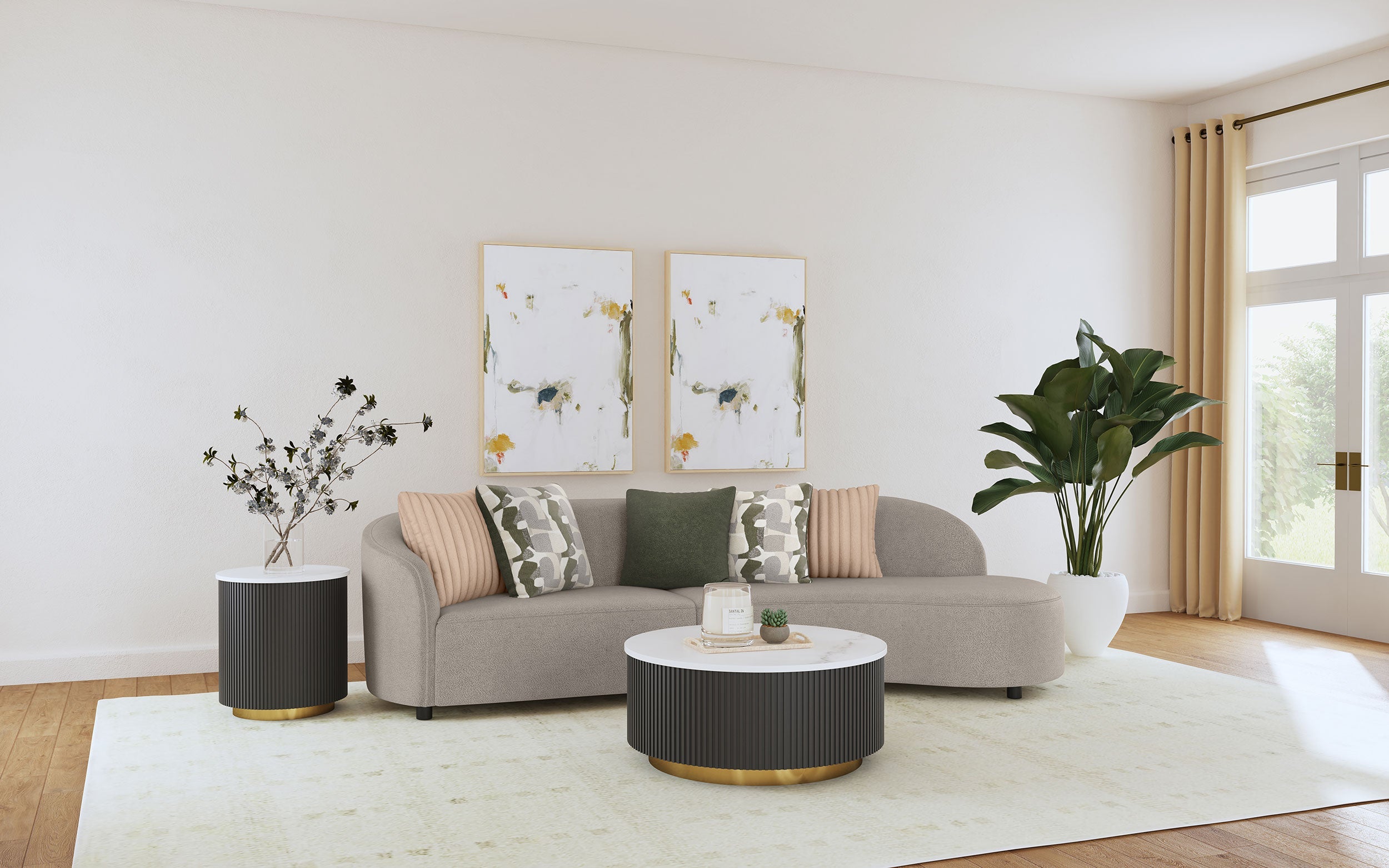 Fayette  Upholstered Sectional Sofa Greige