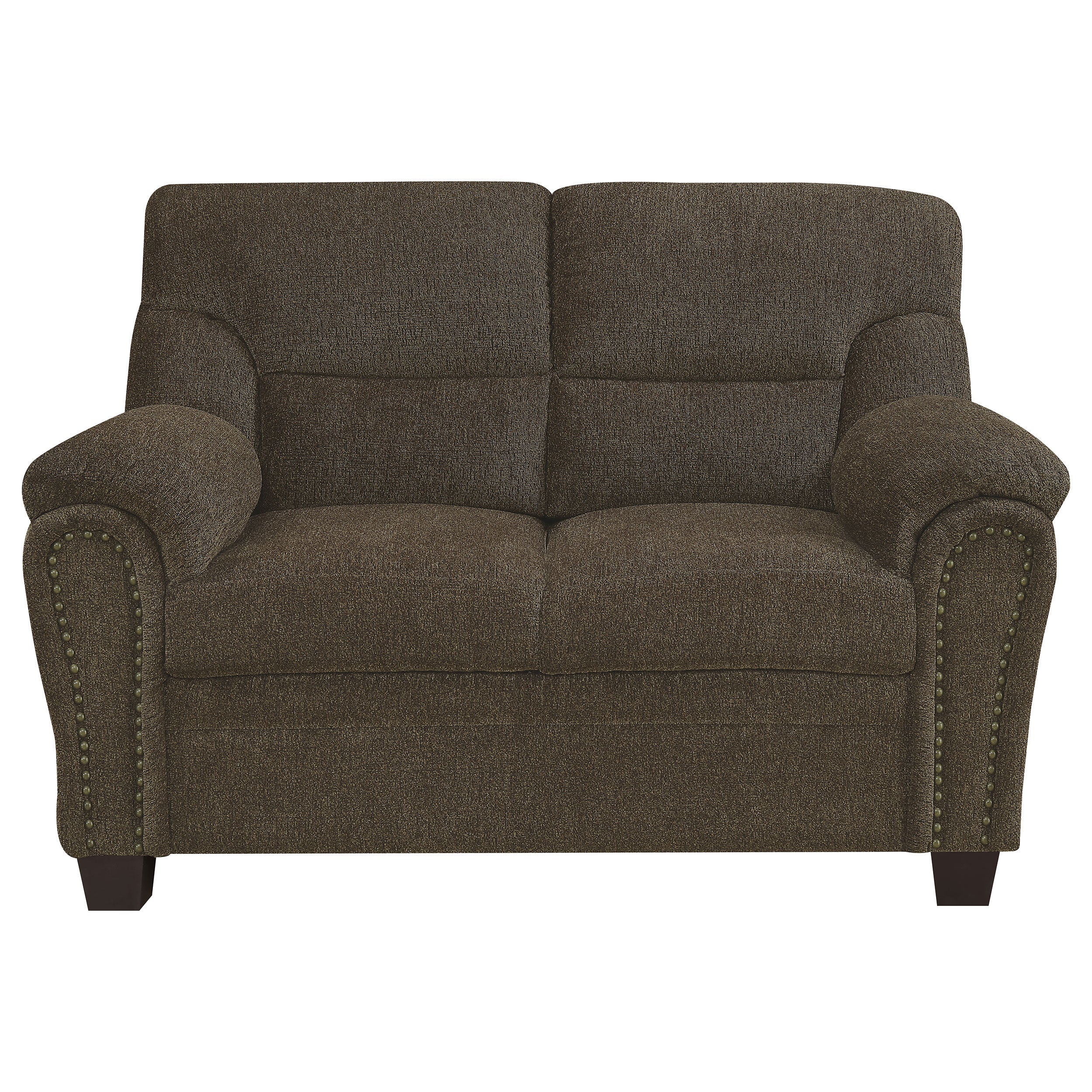 Clementine  Upholstered Padded Arm Sofa Set Brown